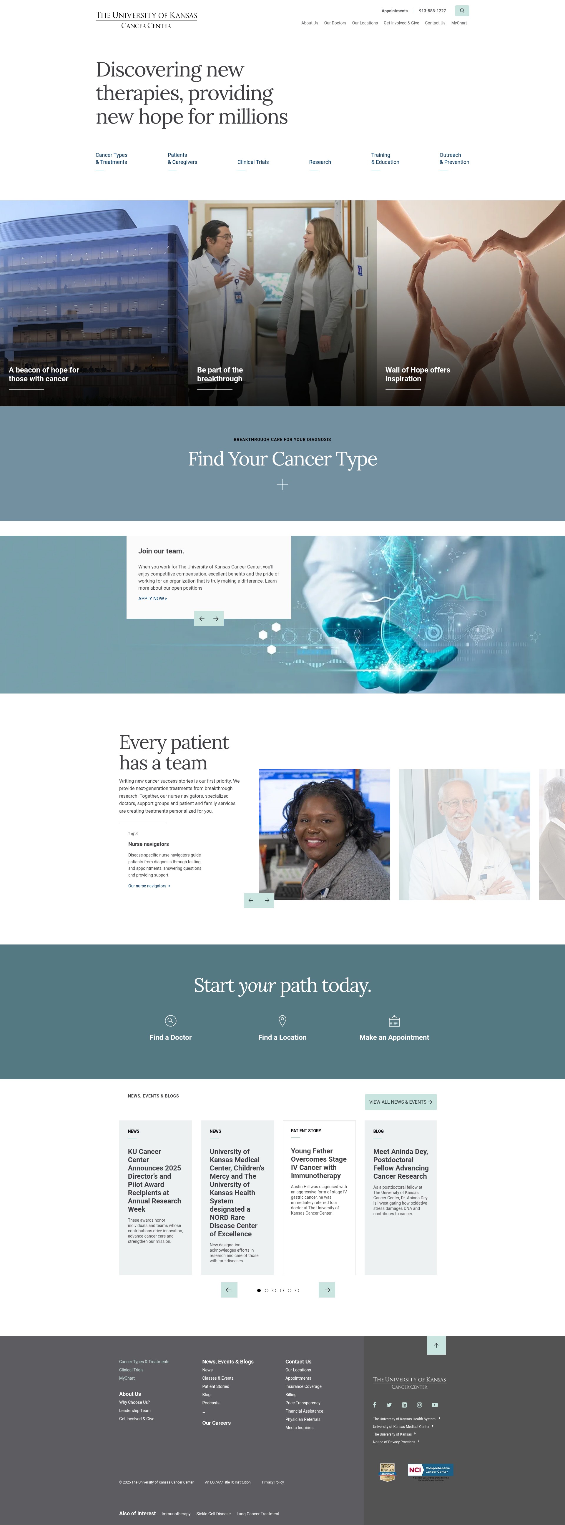 Screenshot of www.kucancercenter.org
