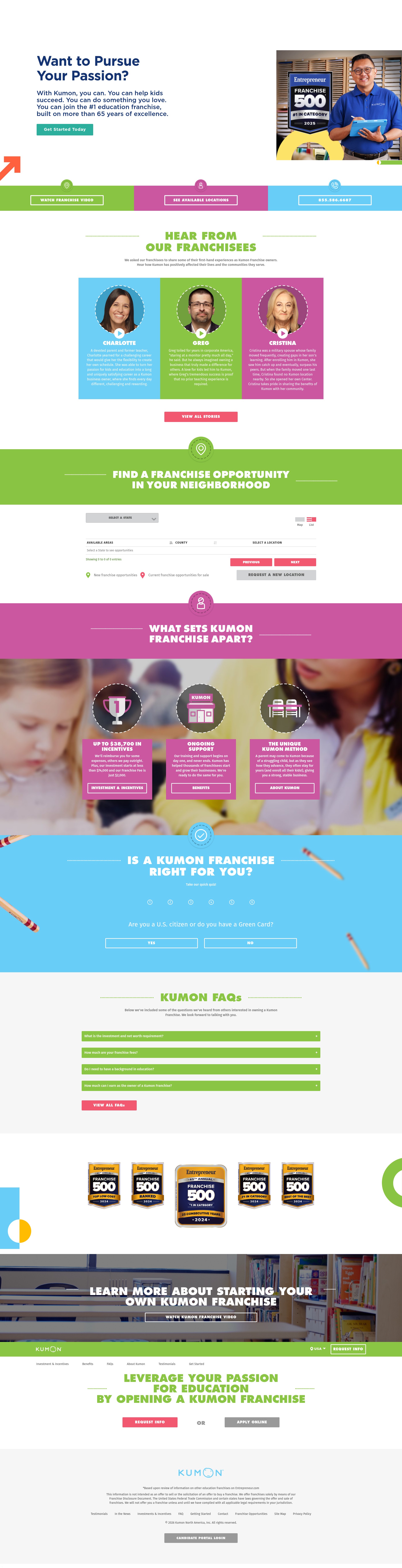 Screenshot of www.kumonfranchise.com
