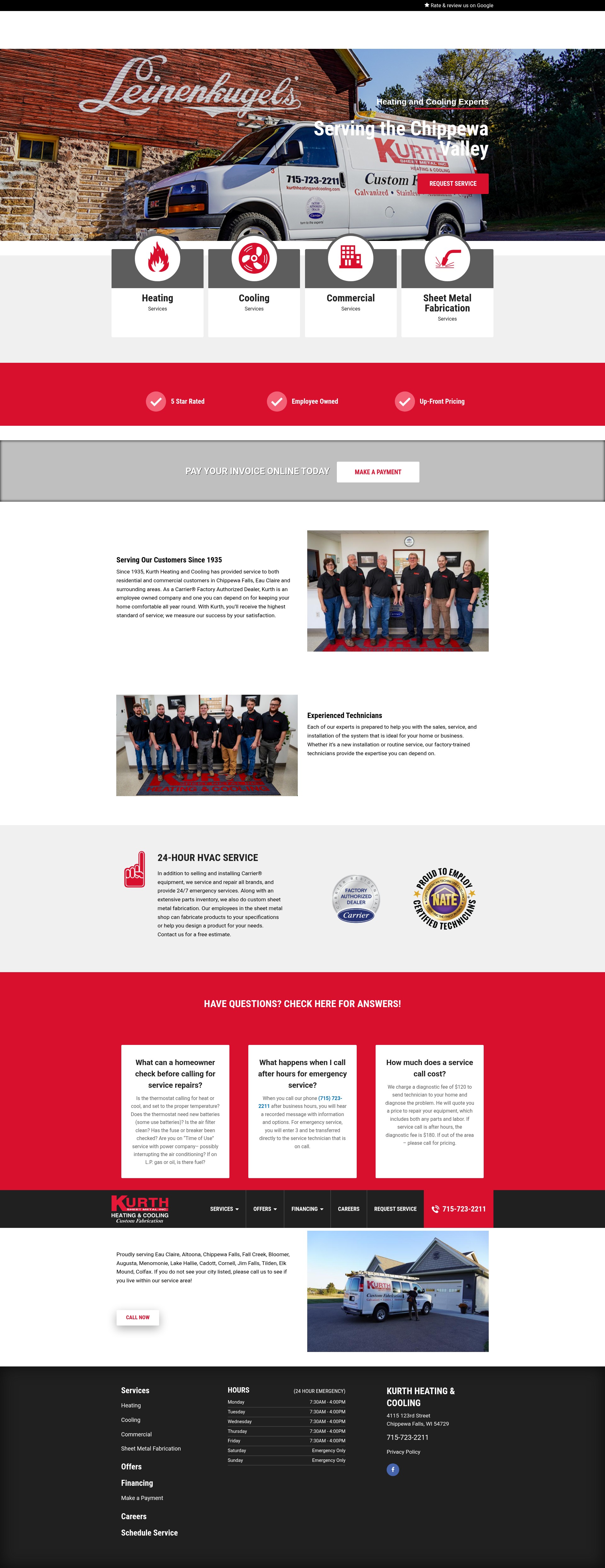 Screenshot of www.kurthheatingandcooling.com