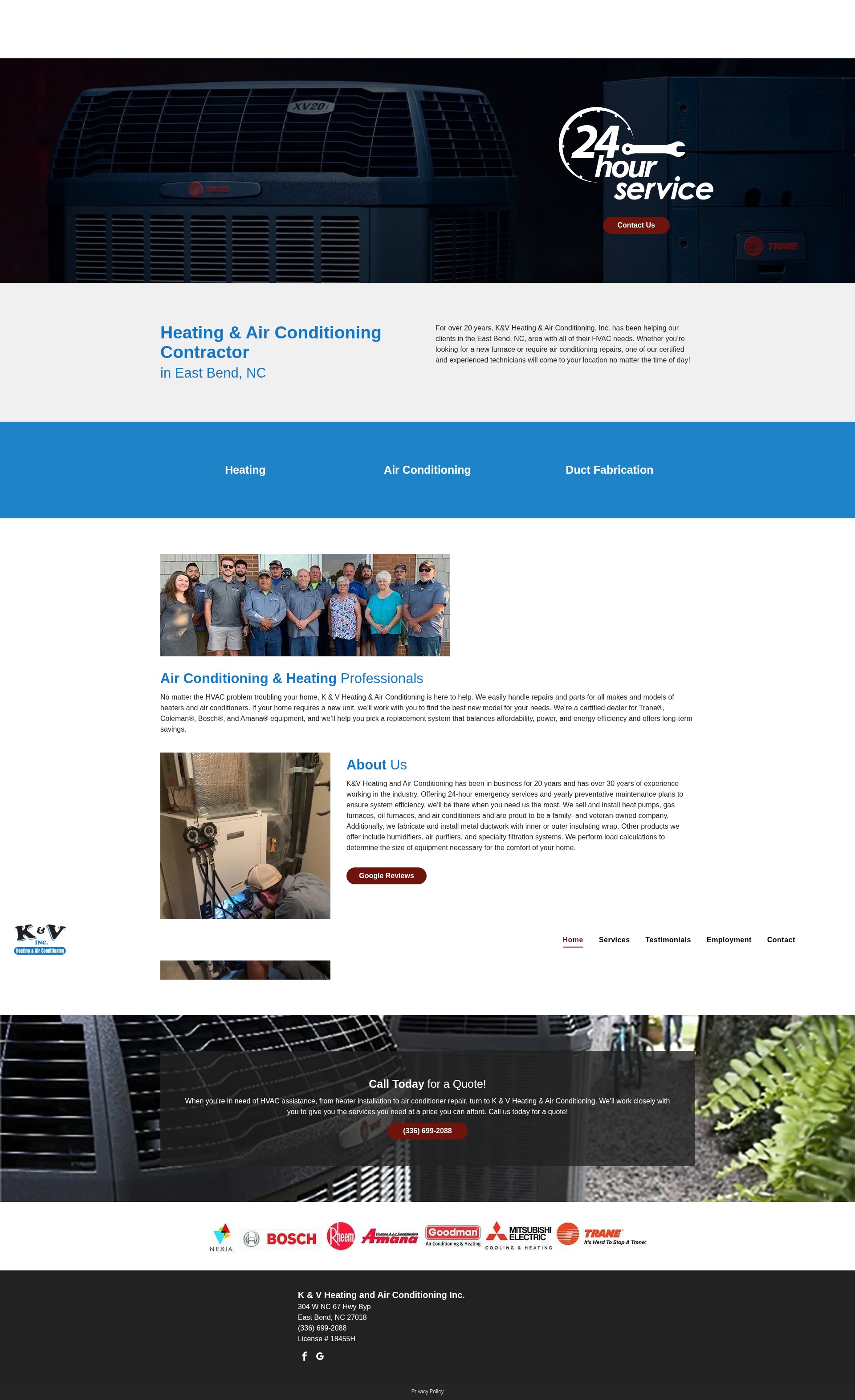 Screenshot of www.kvheatingandair.com