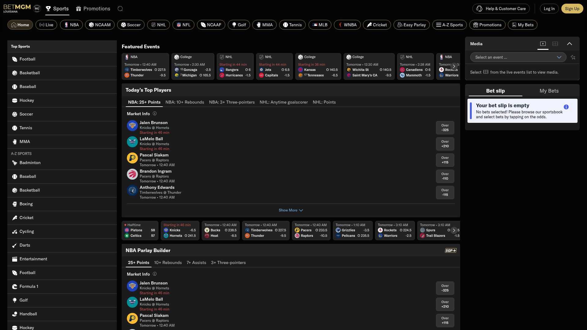 Screenshot of www.la.betmgm.com