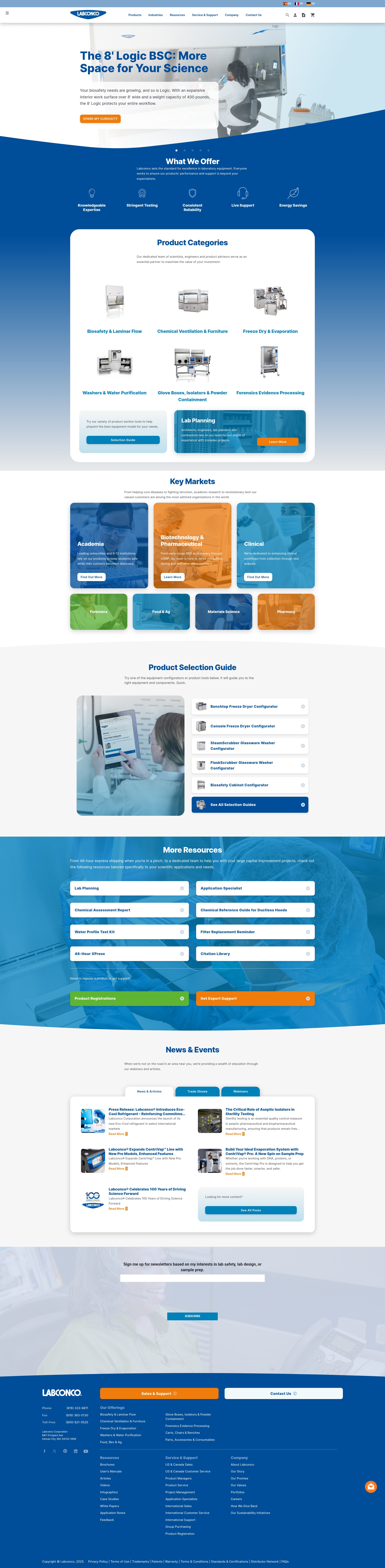 Screenshot of www.labconco.com
