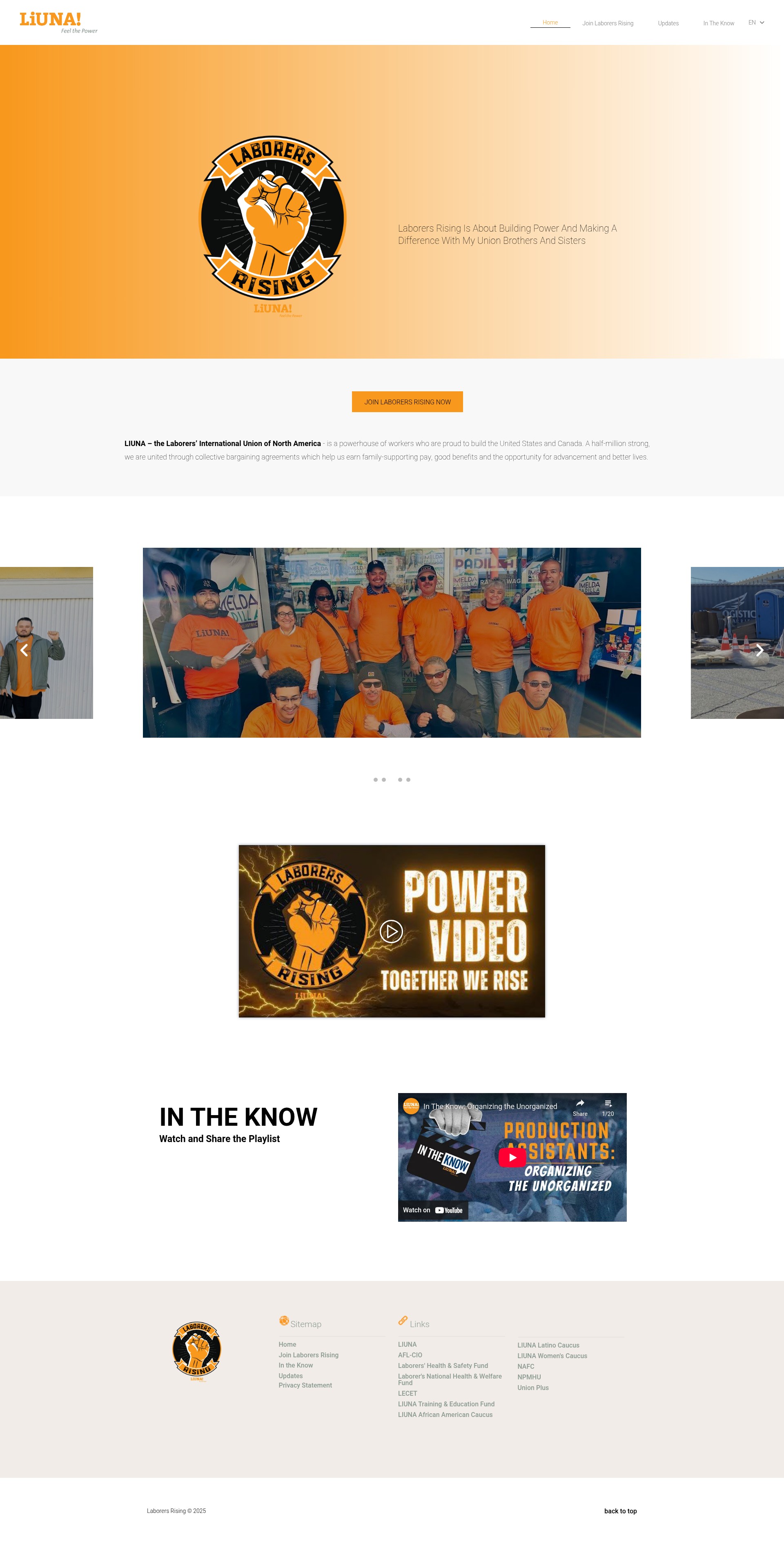 Screenshot of www.laborersrising.org