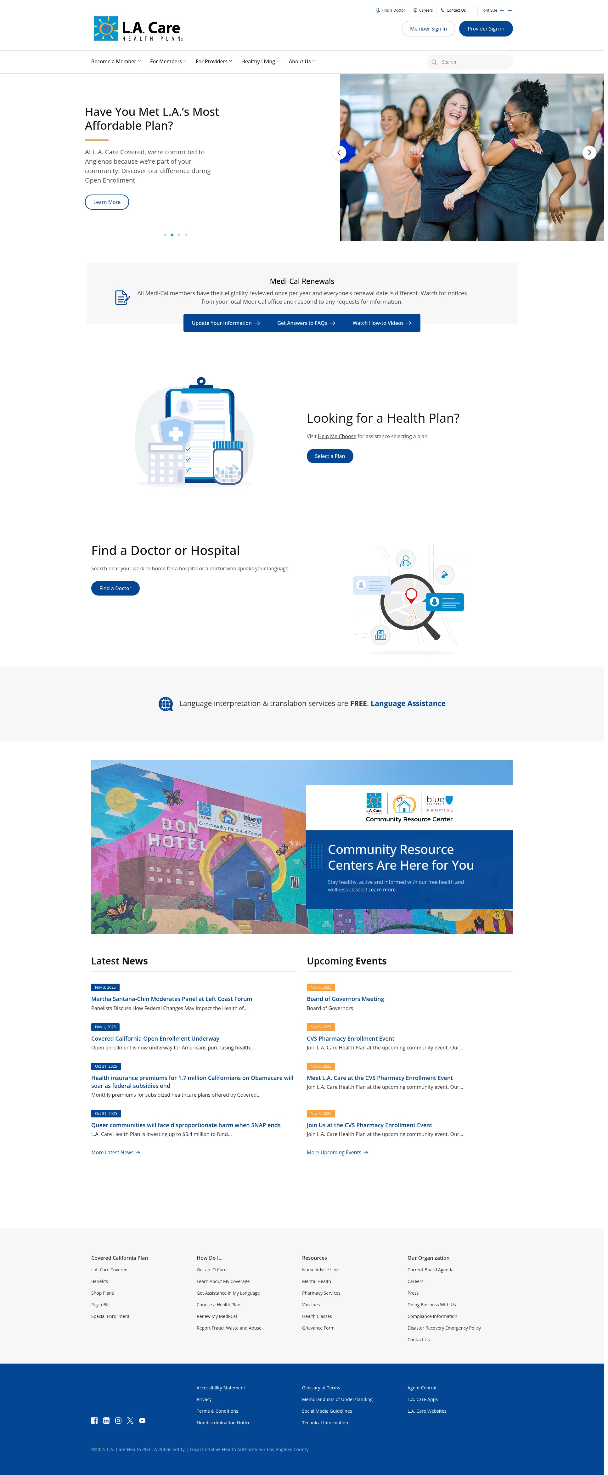 Screenshot of www.lacare.org