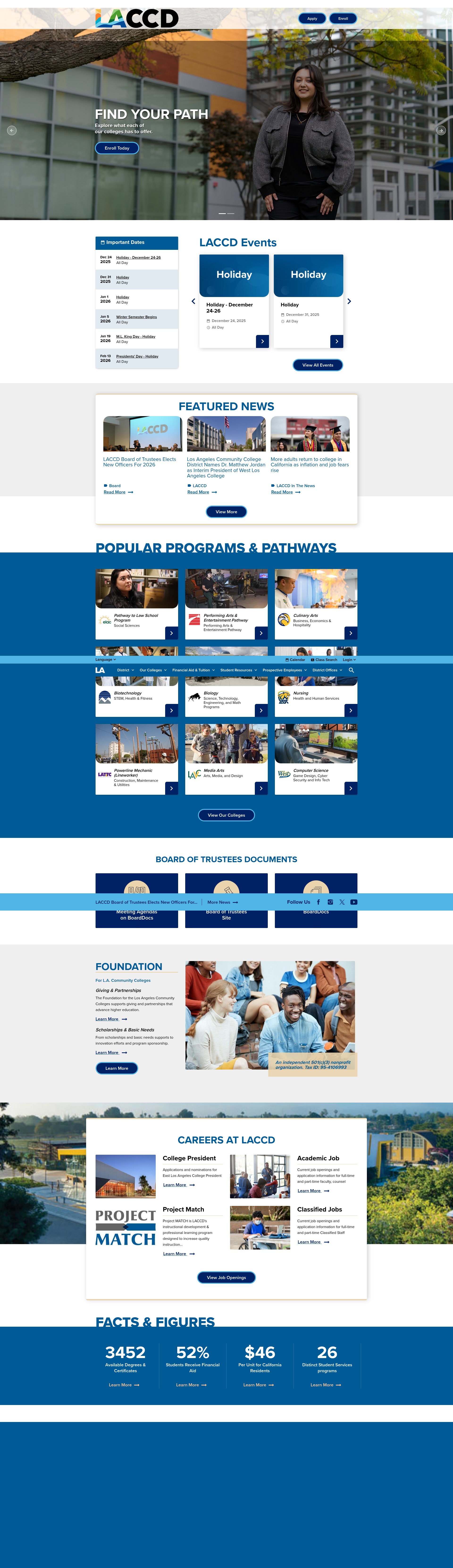 Screenshot of www.laccd.edu