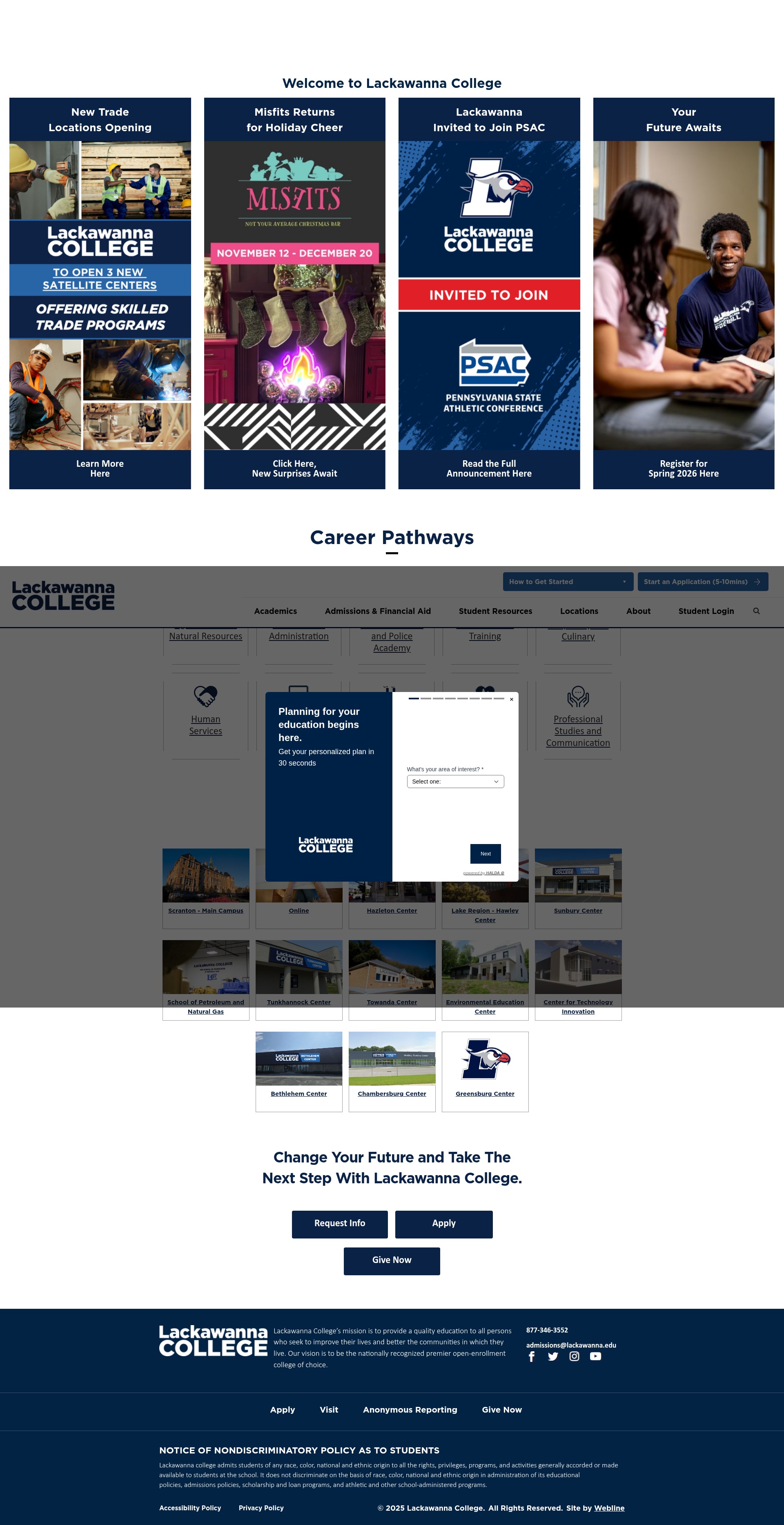 Screenshot of www.lackawanna.edu