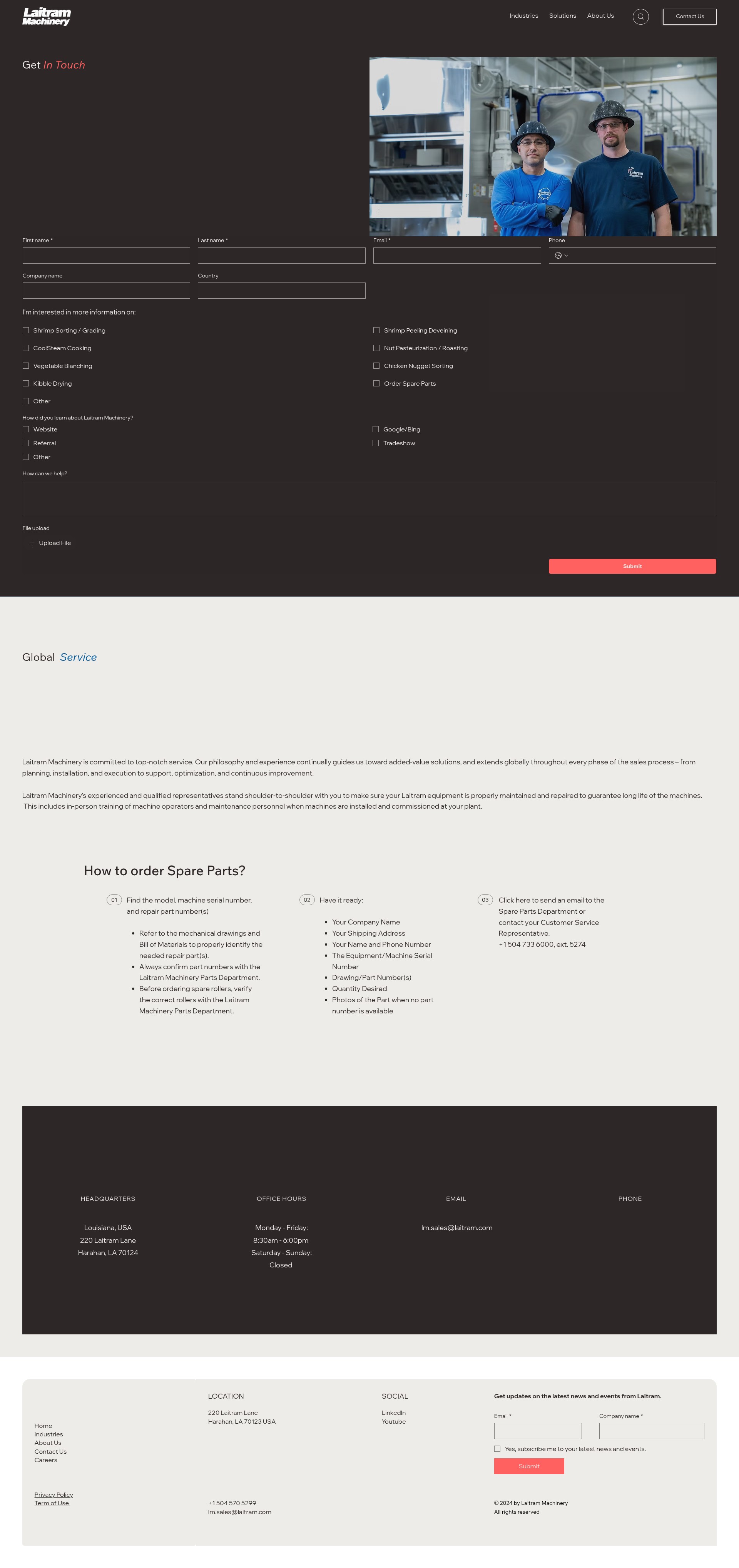 Screenshot of www.laitrammachinery.com