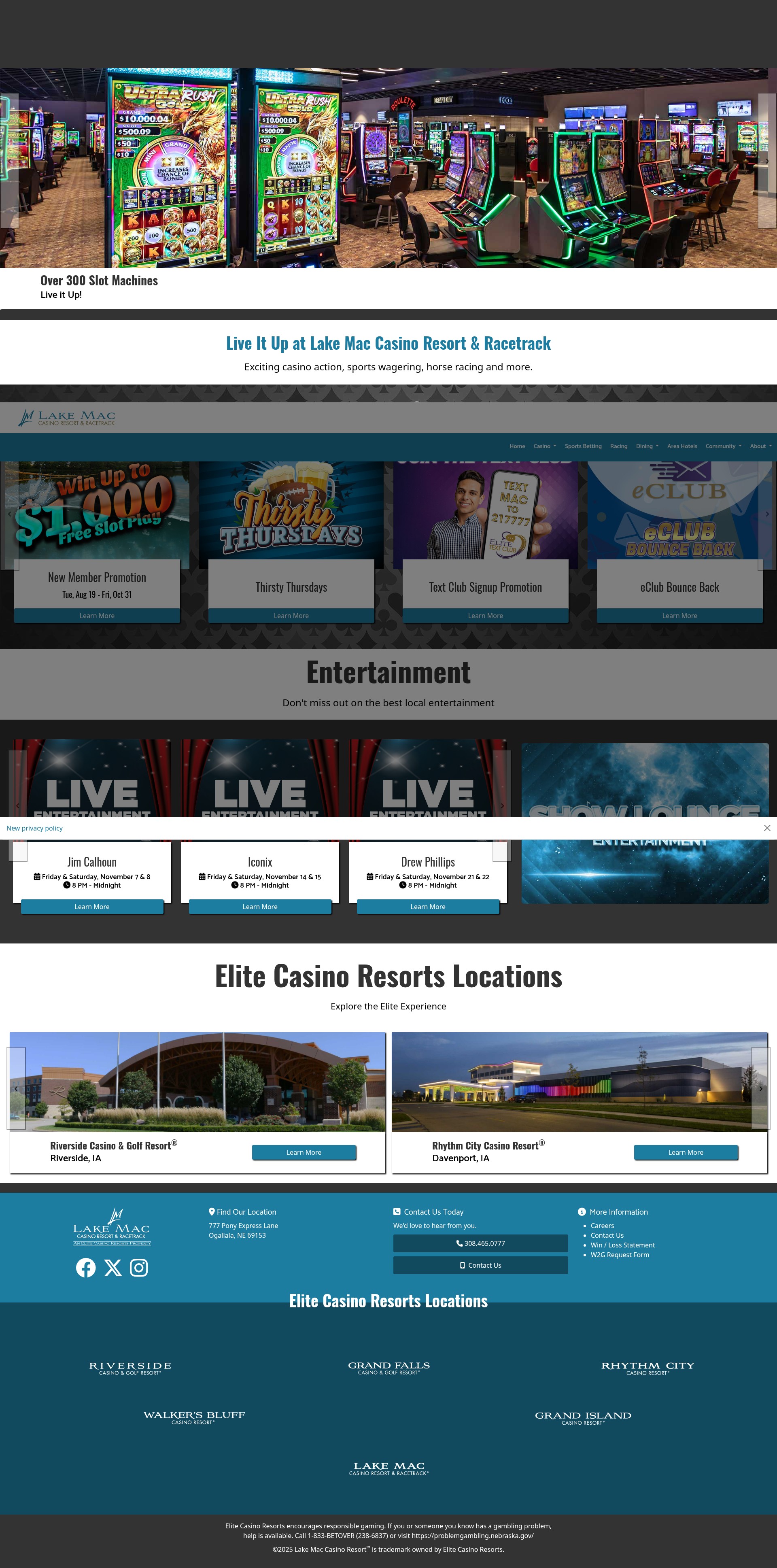 Screenshot of www.lakemaccasinoresort.com