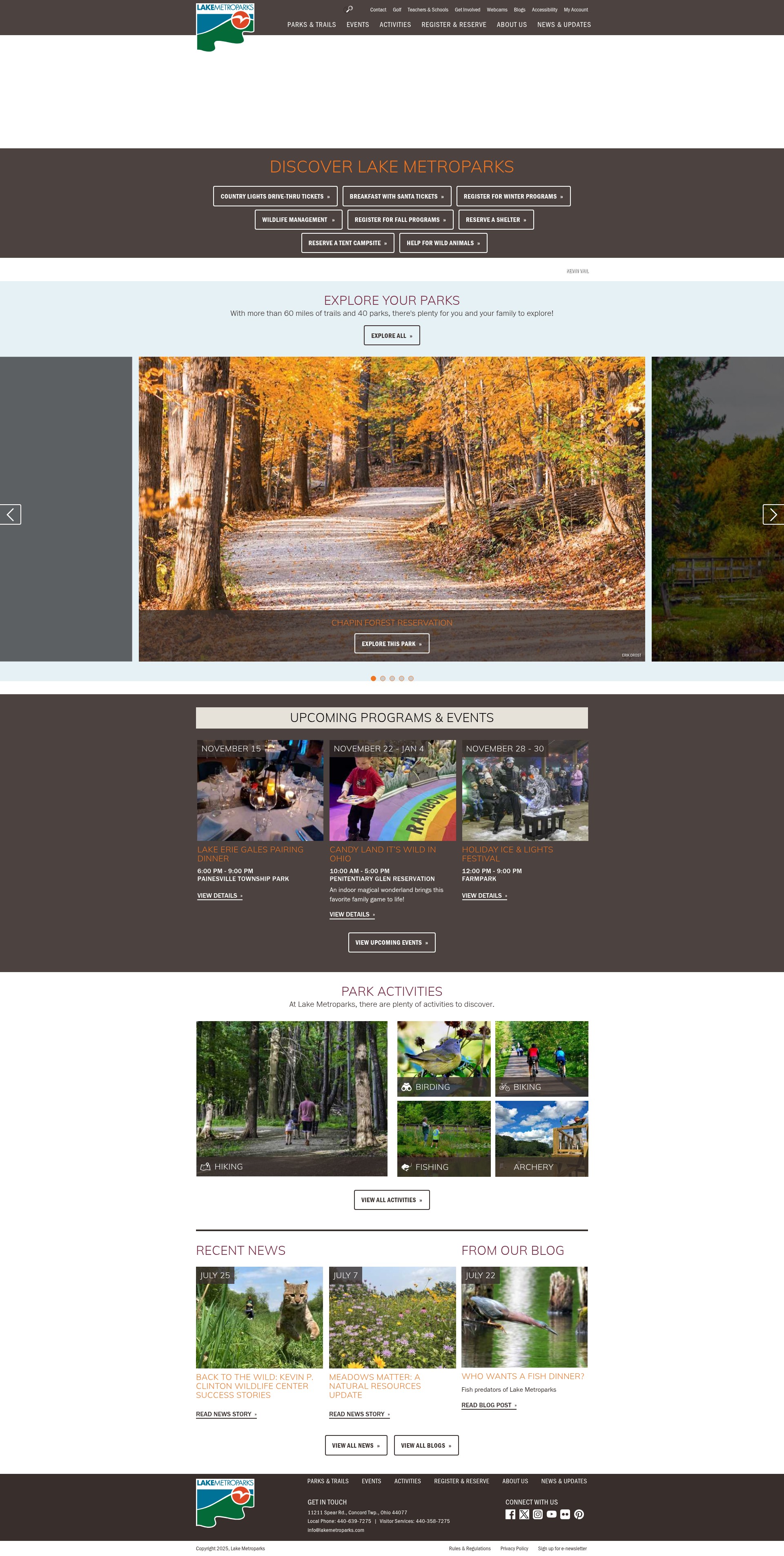 Screenshot of www.lakemetroparks.com