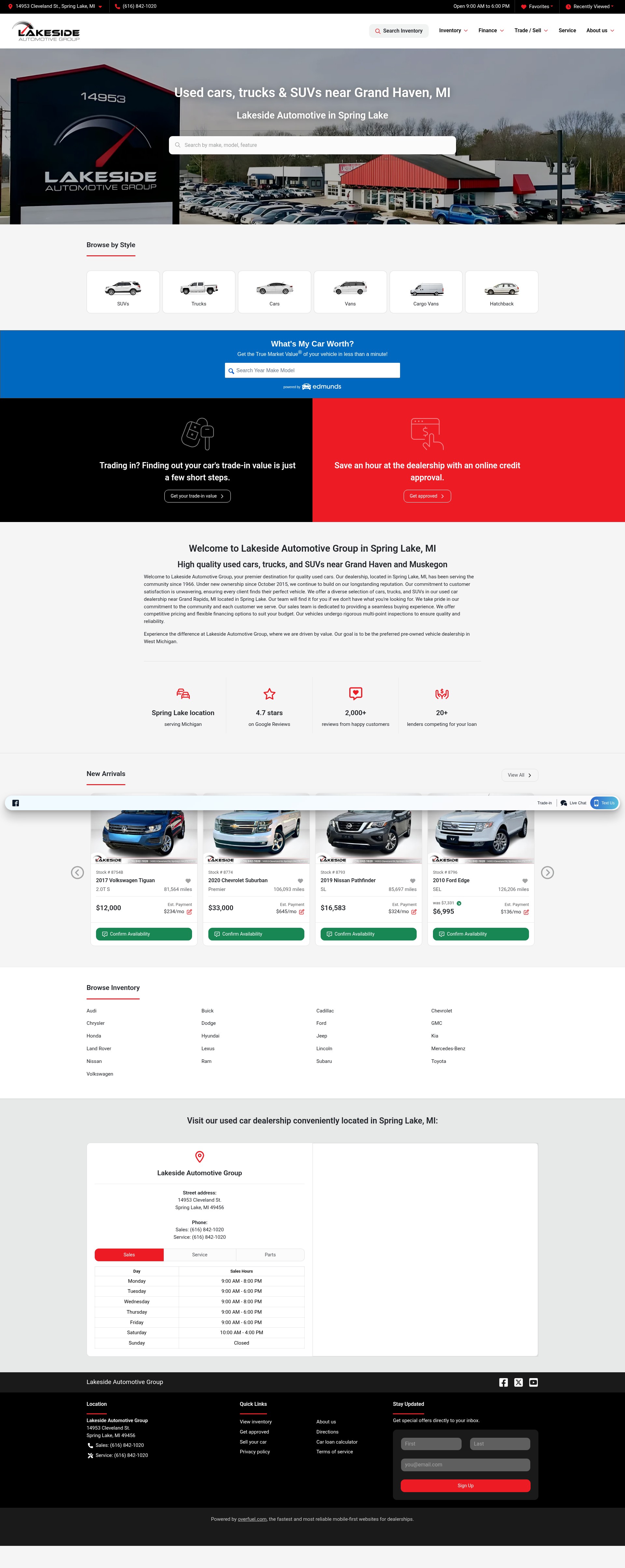 Screenshot of www.lakesideautomotive.com