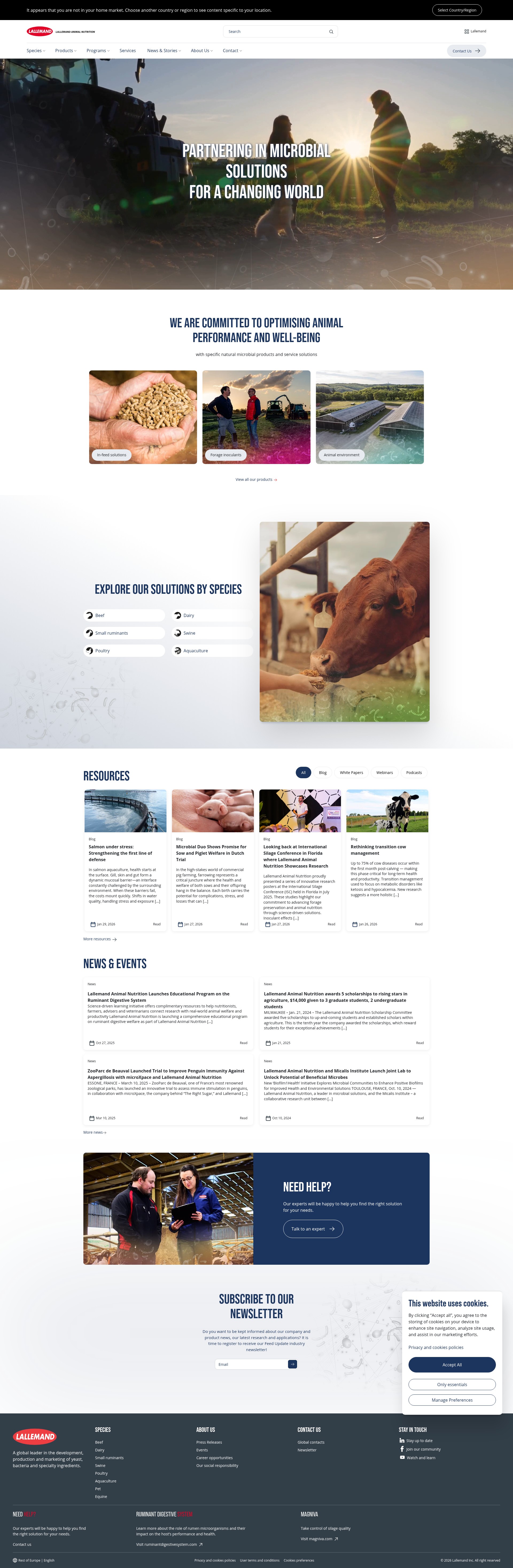 Screenshot of www.lallemandanimalnutrition.com