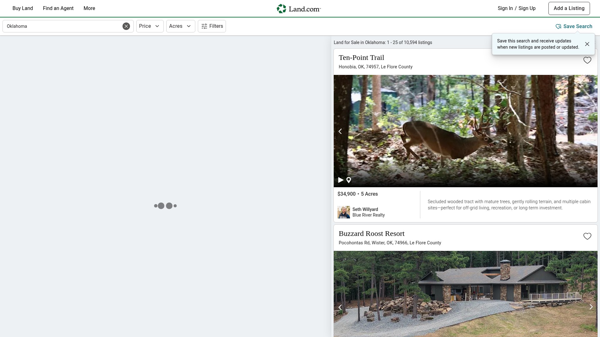 Screenshot of www.land.com