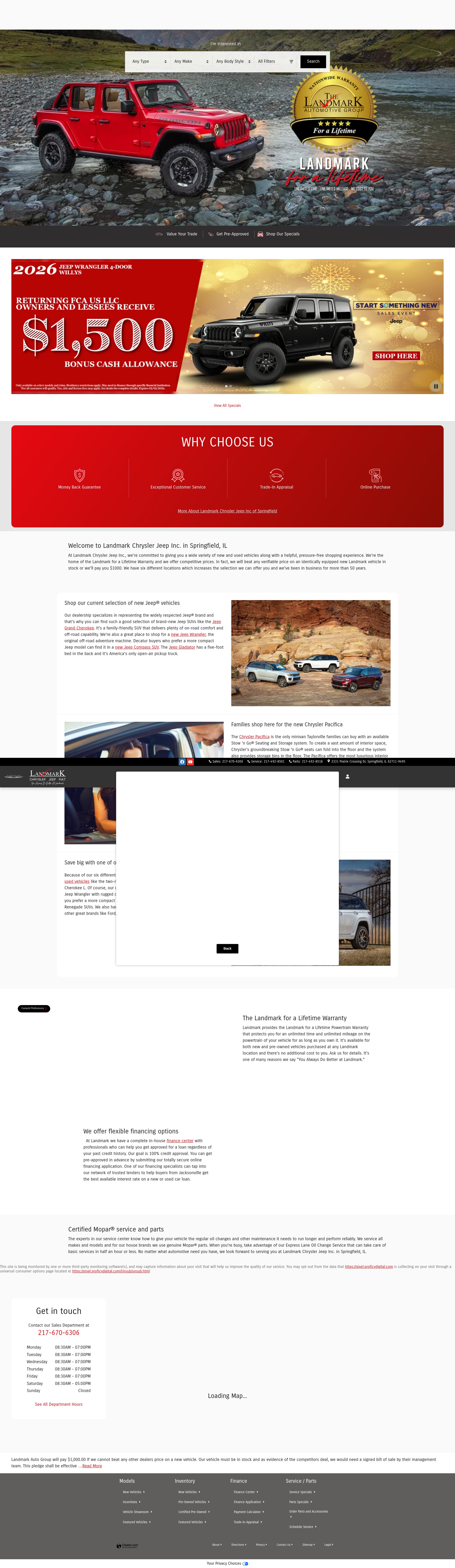 Screenshot of www.landmarkchryslerjeep.net