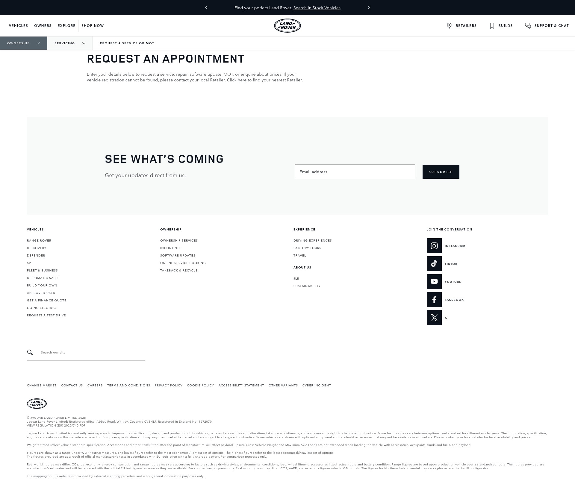 Screenshot of www.landrover.co.uk