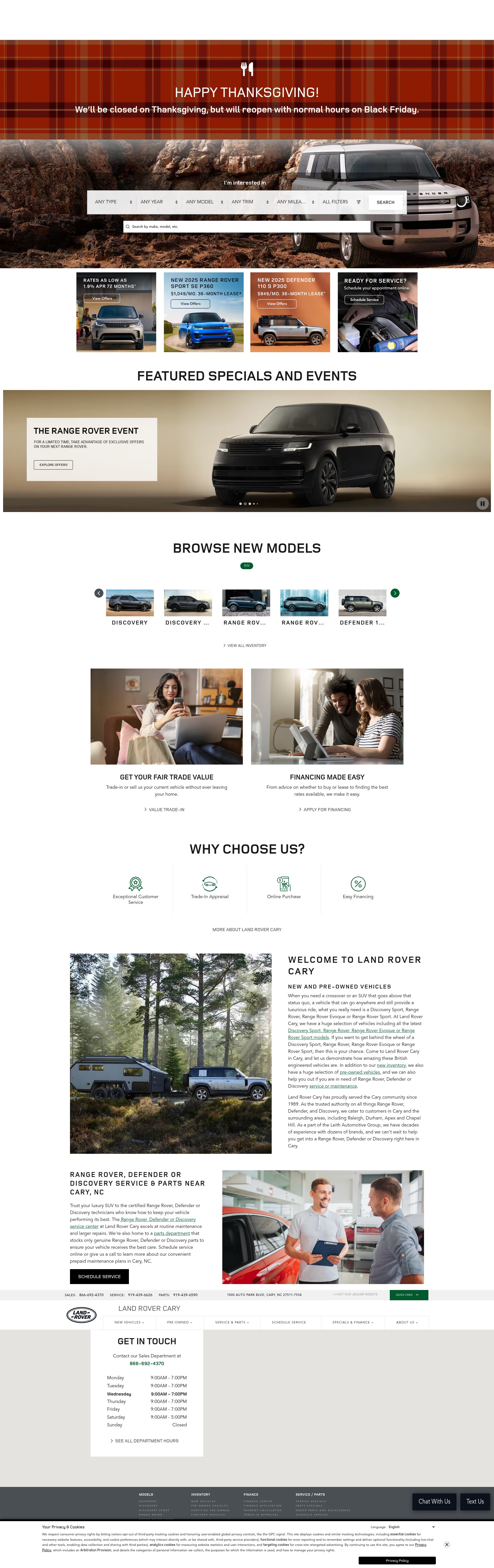 Screenshot of www.landrovercary.com
