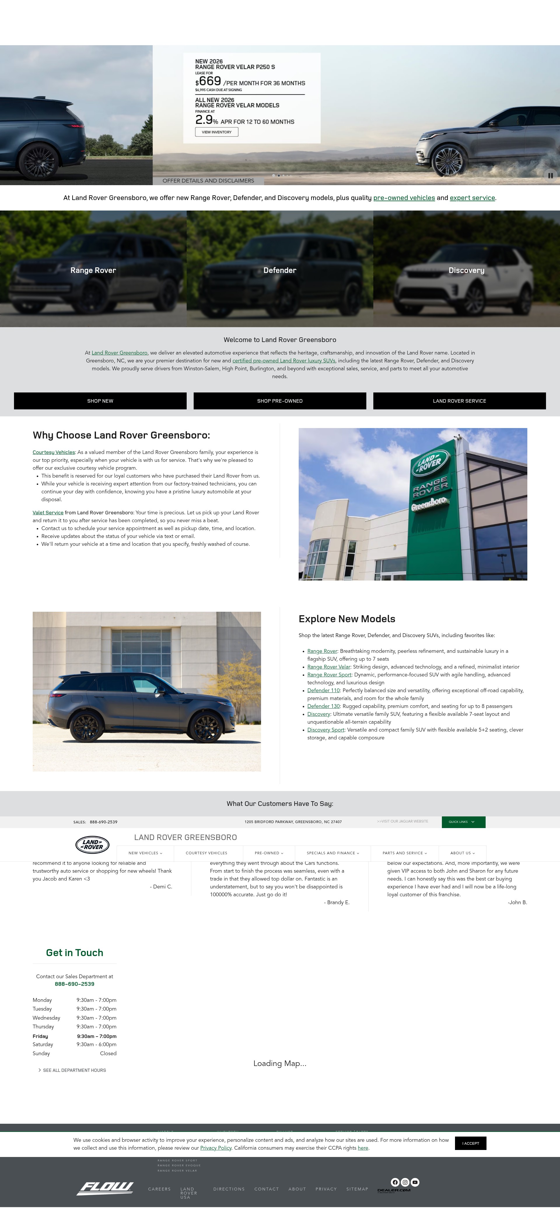 Screenshot of www.landrovergreensboro.com
