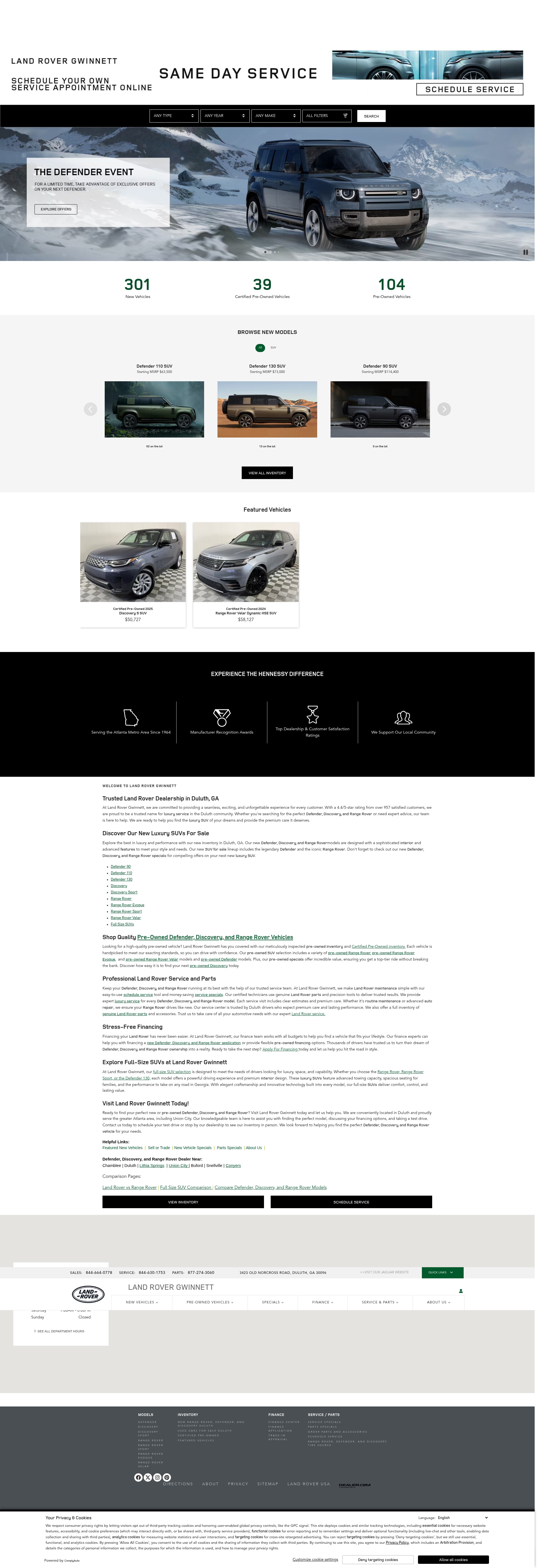 Screenshot of www.landrovergwinnett.com