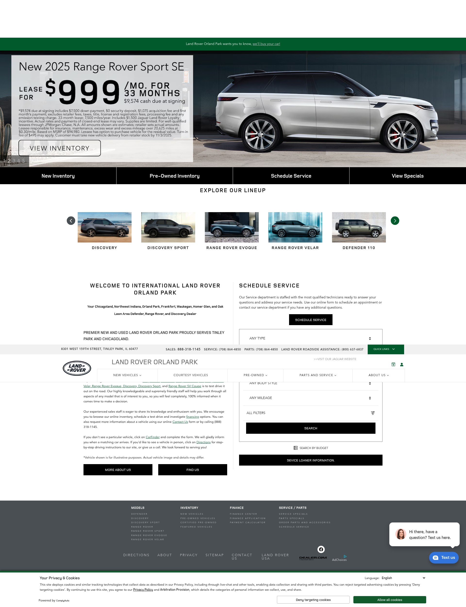 Screenshot of www.landroverorlandpark.com