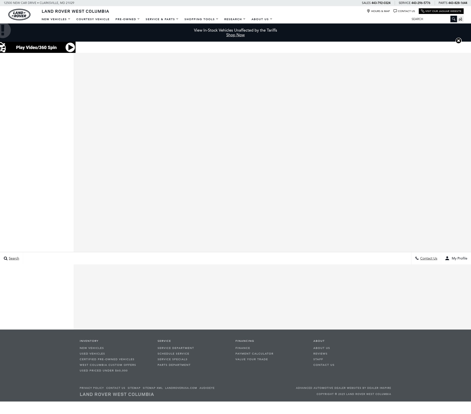 Screenshot of www.landroverwestcolumbia.com