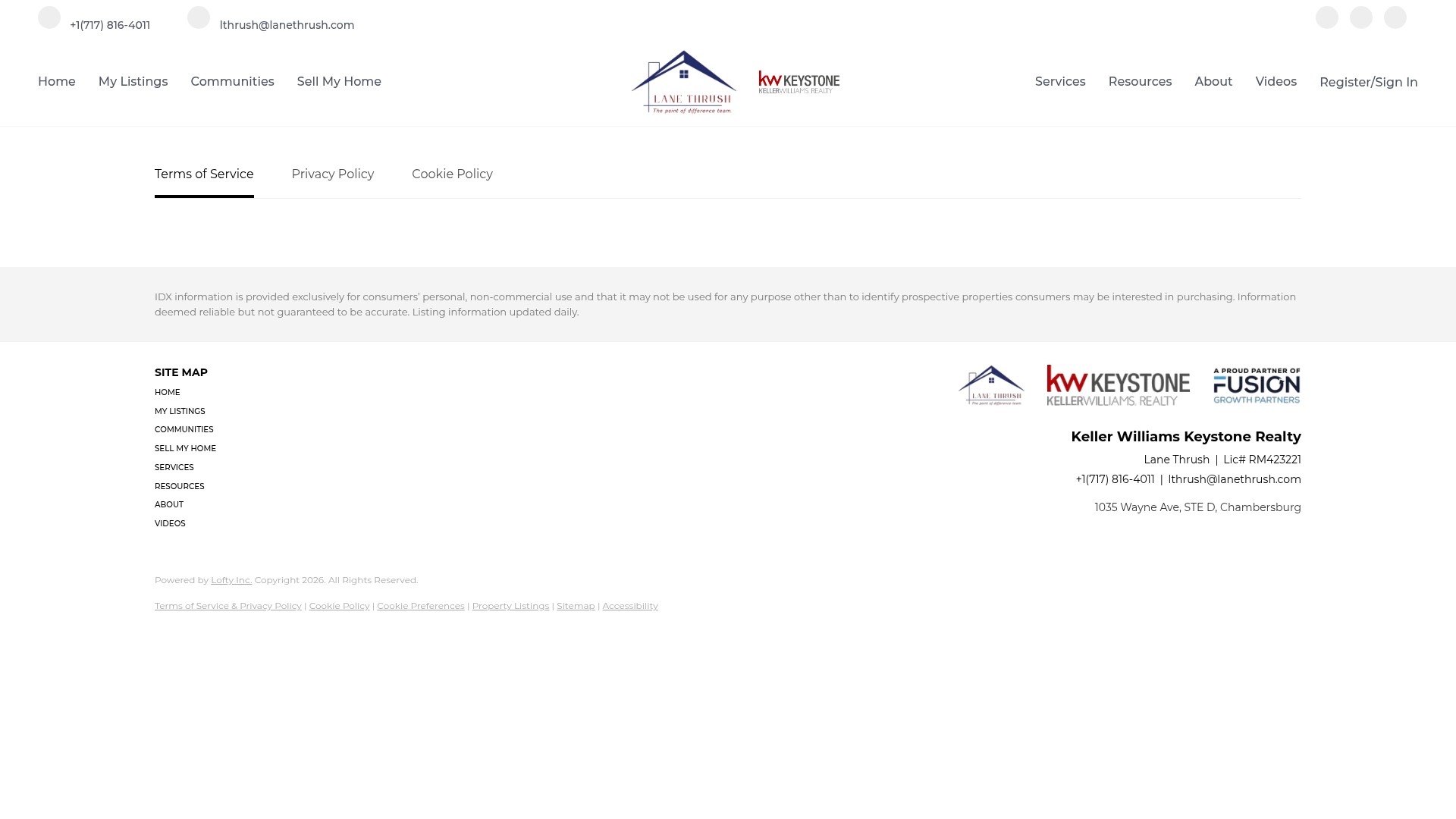 Screenshot of www.lanethrush.com