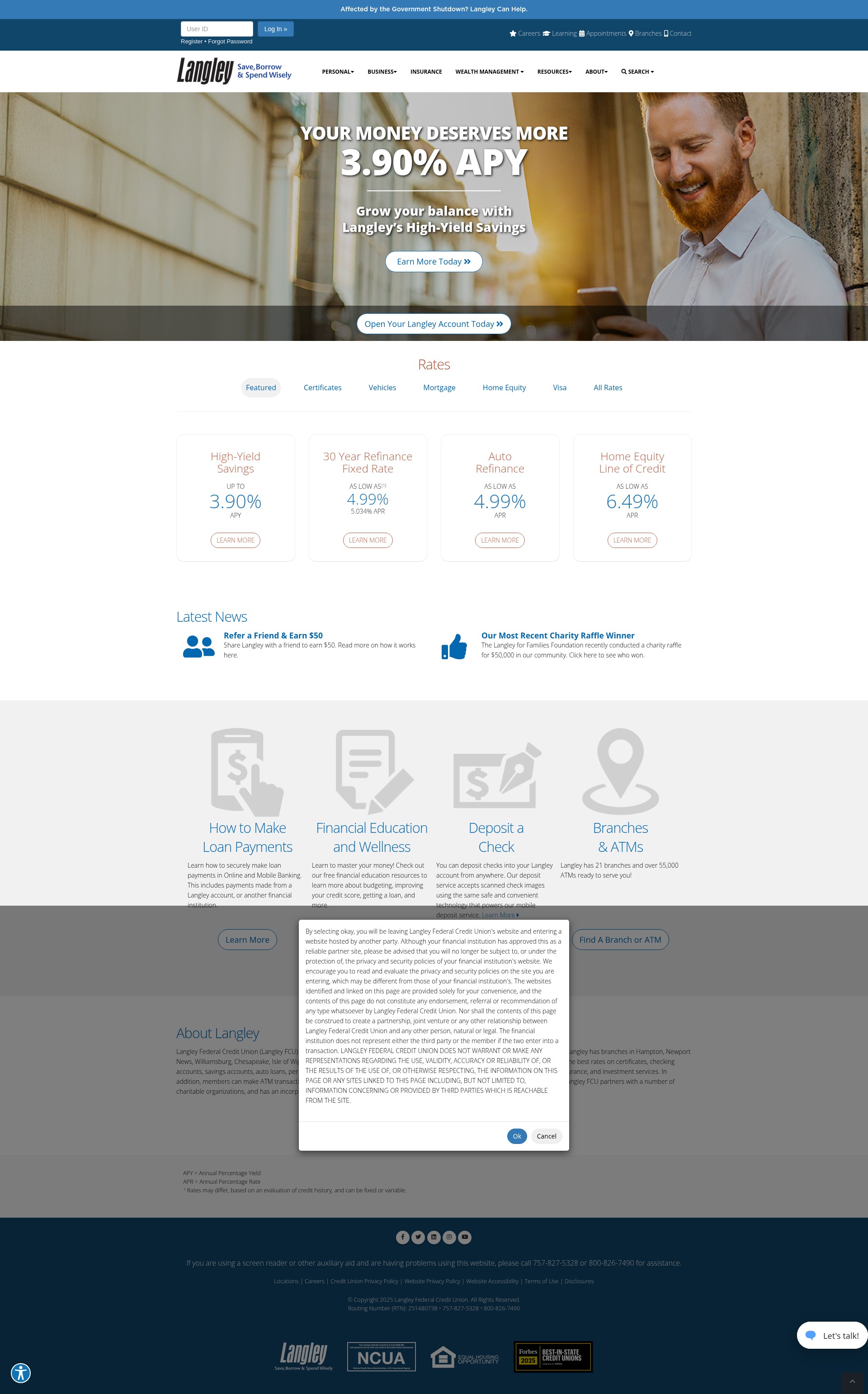 Screenshot of www.langleyfcu.org