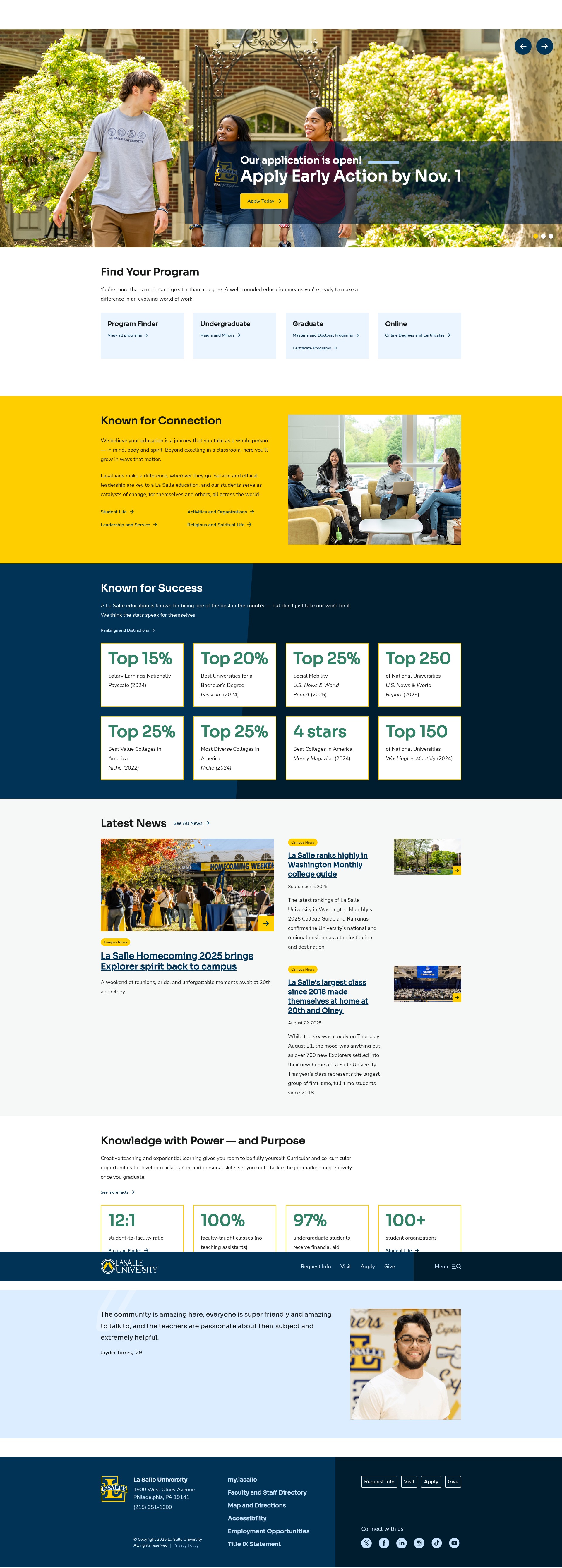 Screenshot of www.lasalle.edu