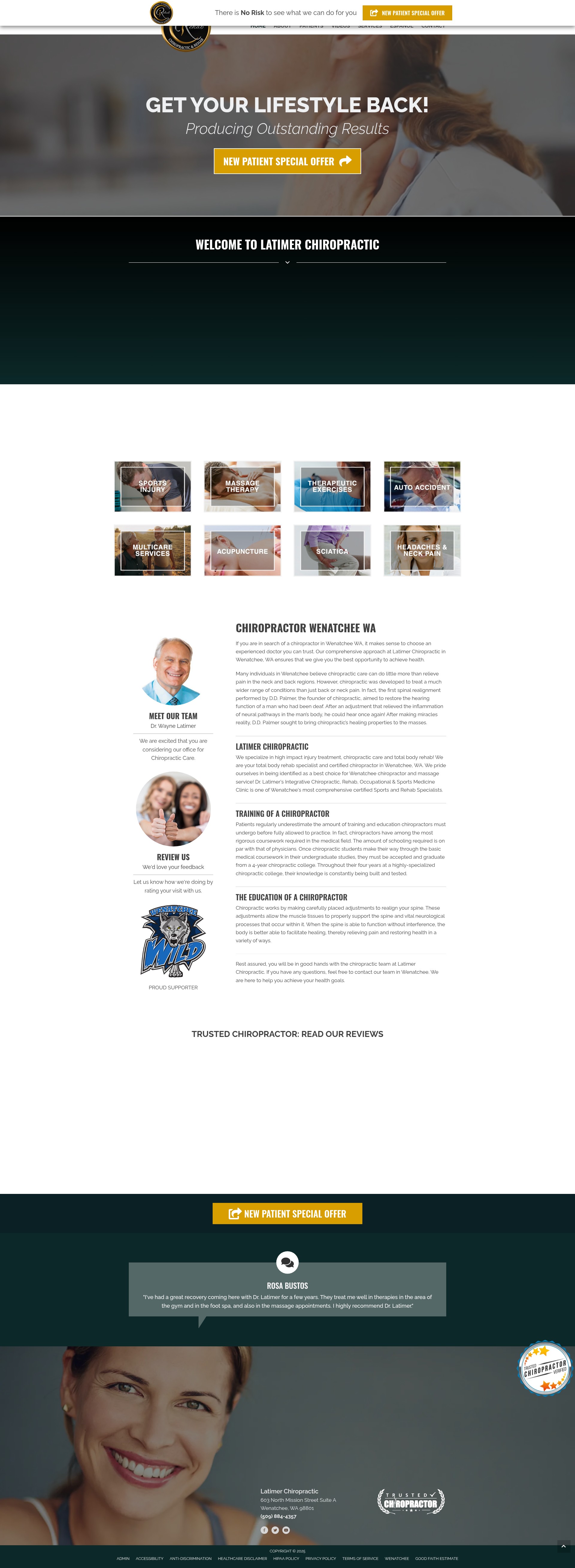 Screenshot of www.latimerchiroandrehab.com
