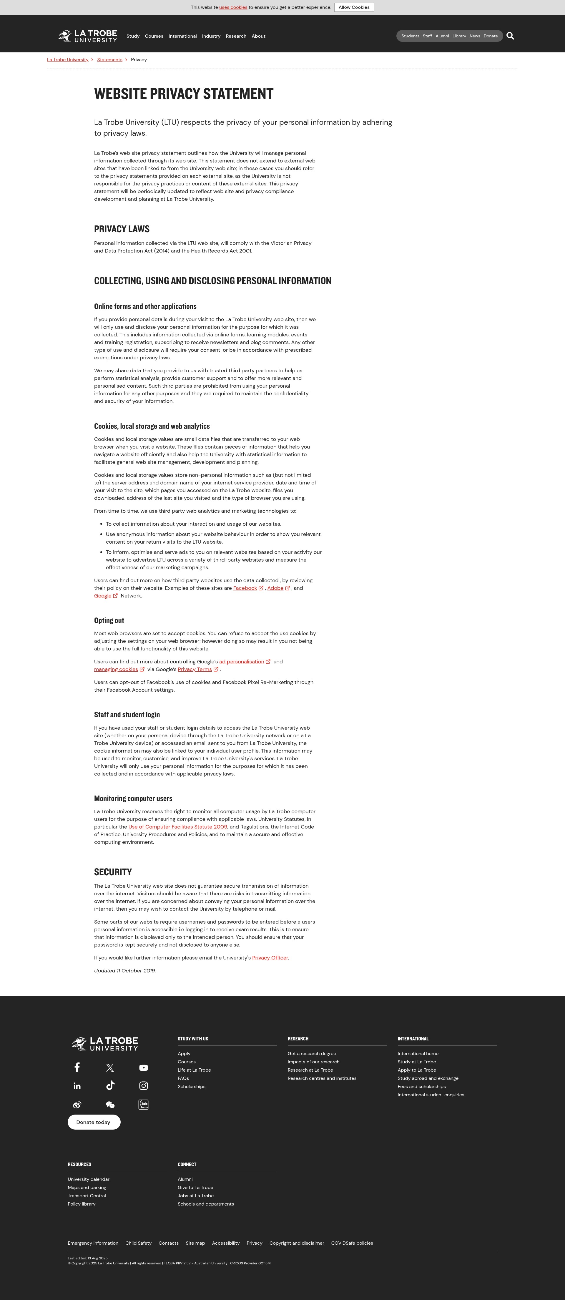 Screenshot of www.latrobe.edu.au