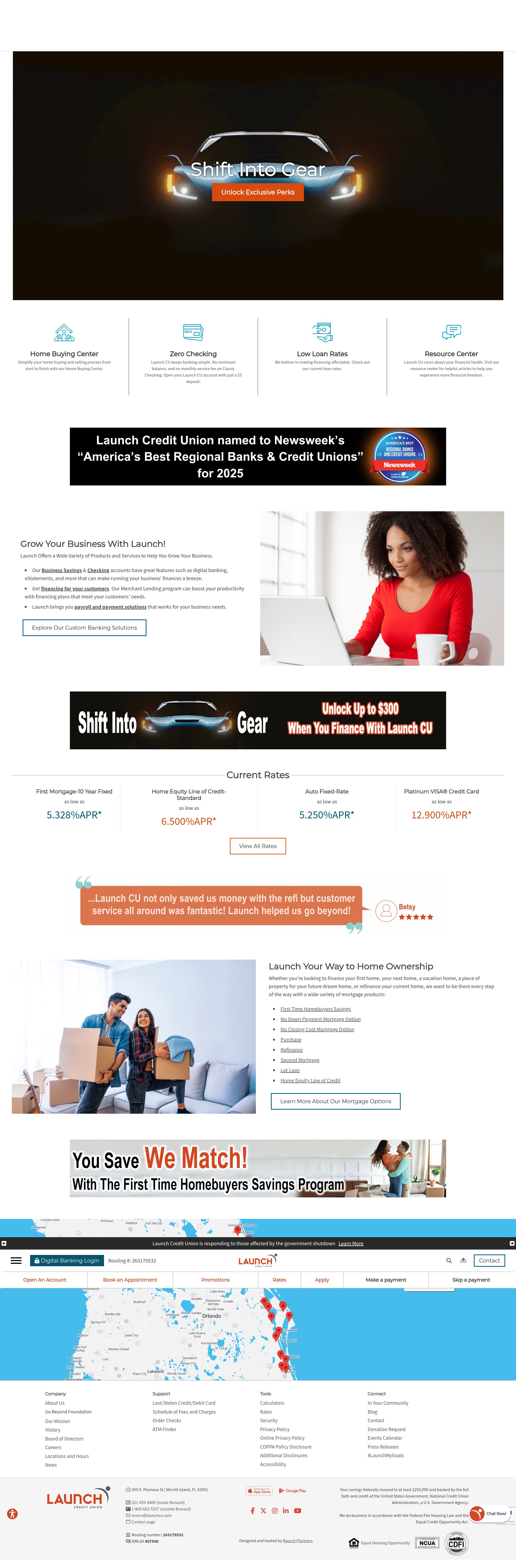 Screenshot of www.launchcu.com