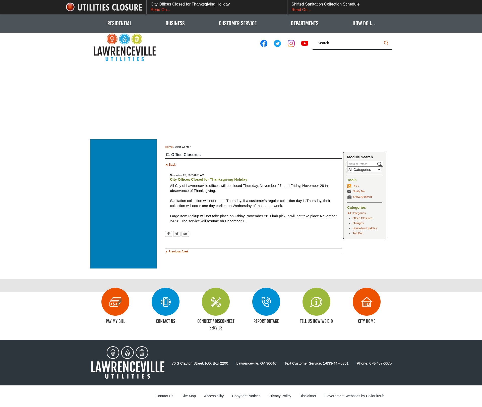 Screenshot of www.lawrencevilleutilities.com