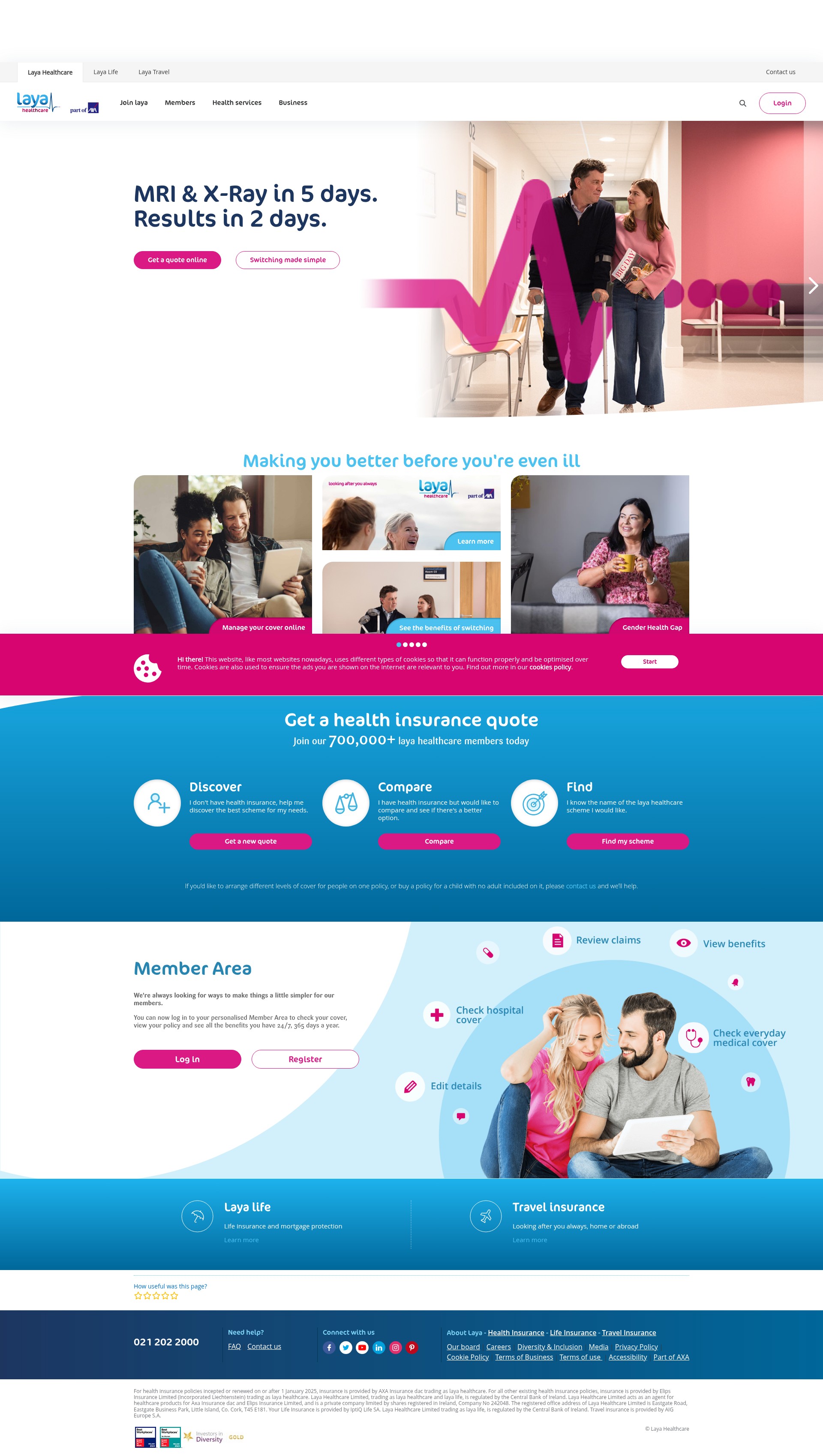 Screenshot of www.layahealthcare.ie