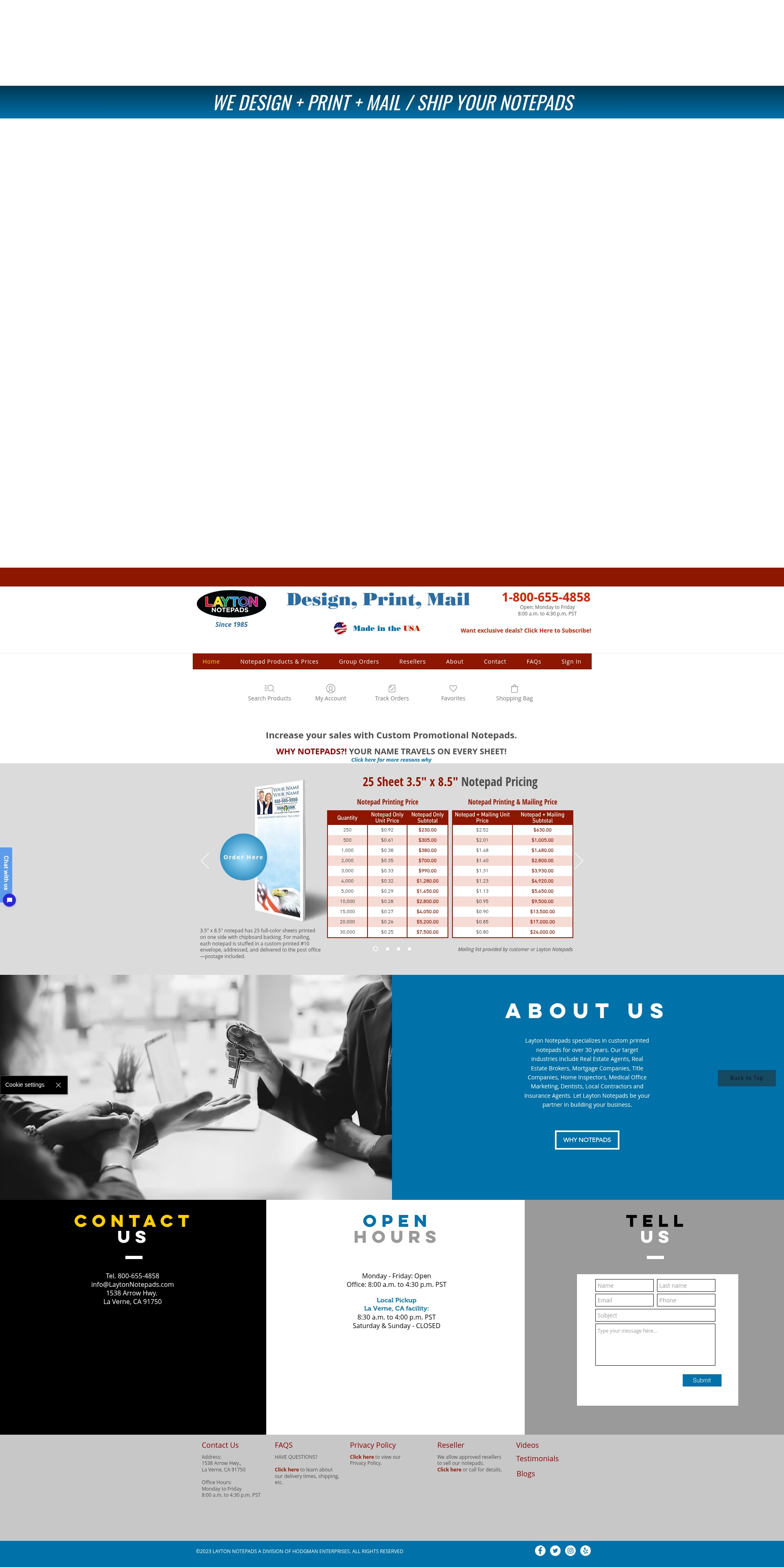 Screenshot of www.laytonnotepads.com