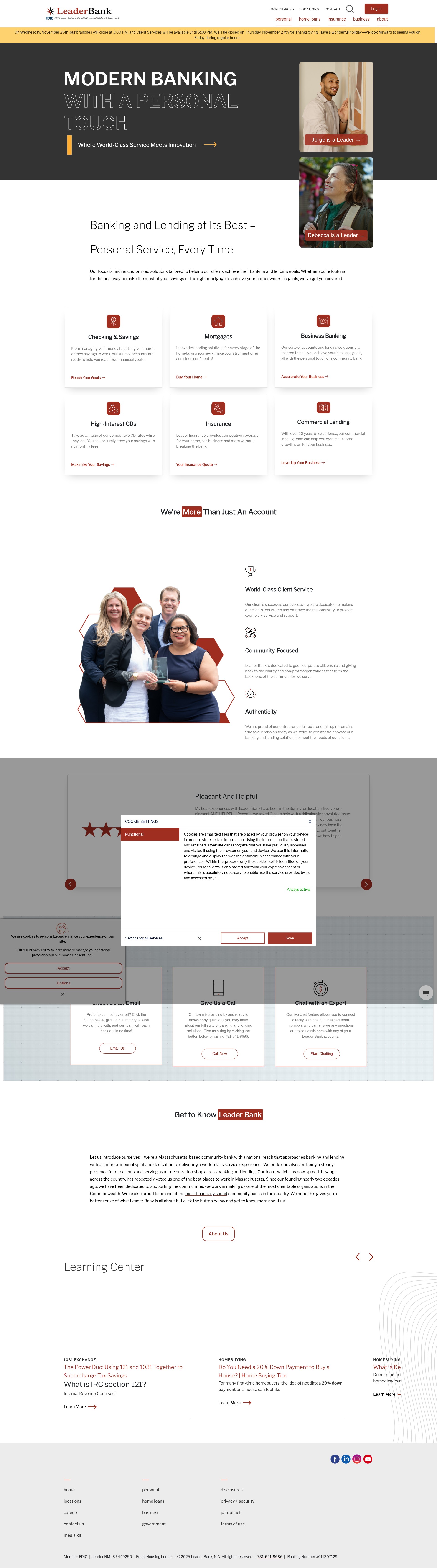 Screenshot of www.leaderbank.com