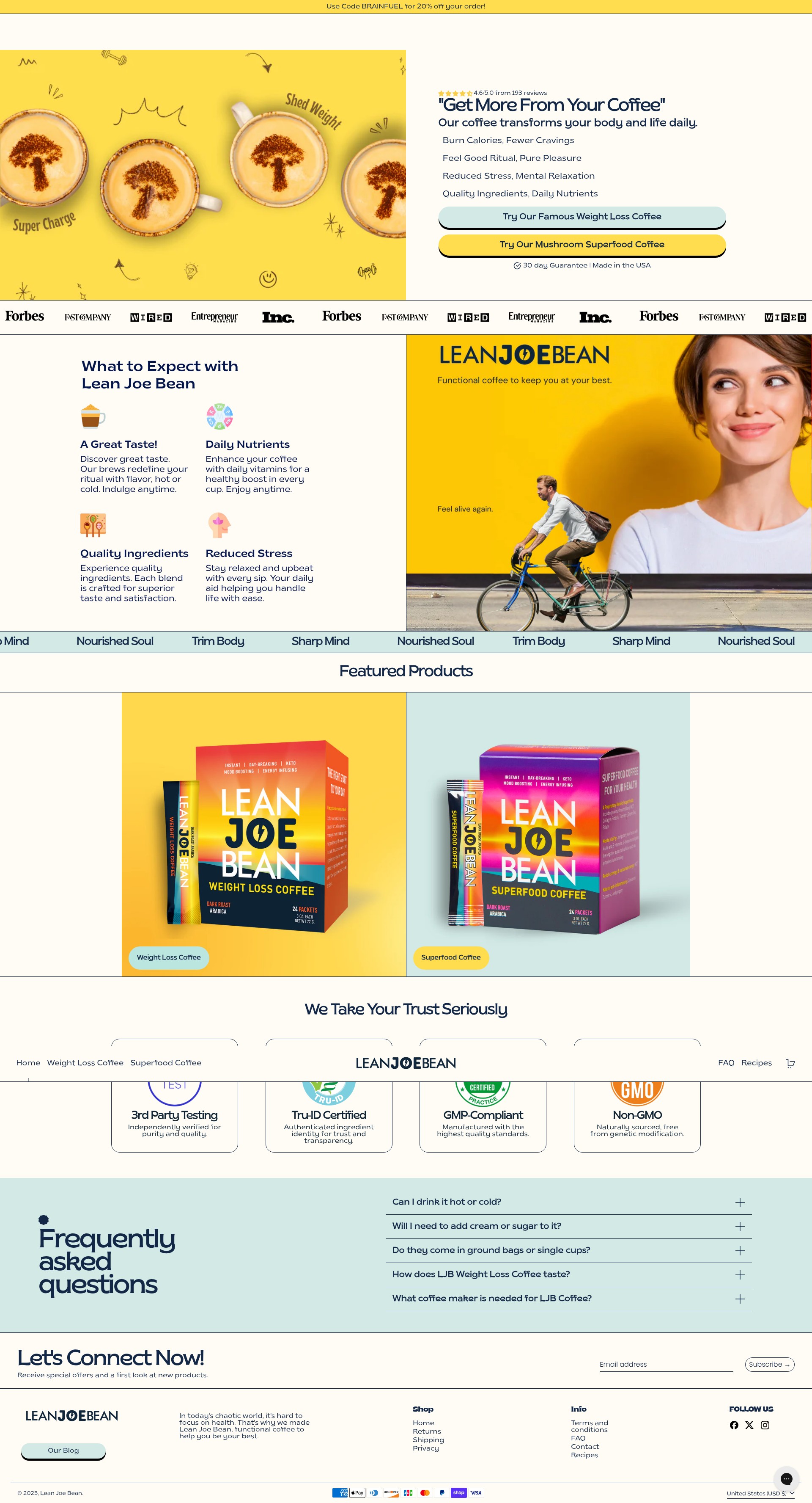 Screenshot of www.leanjoebean.com