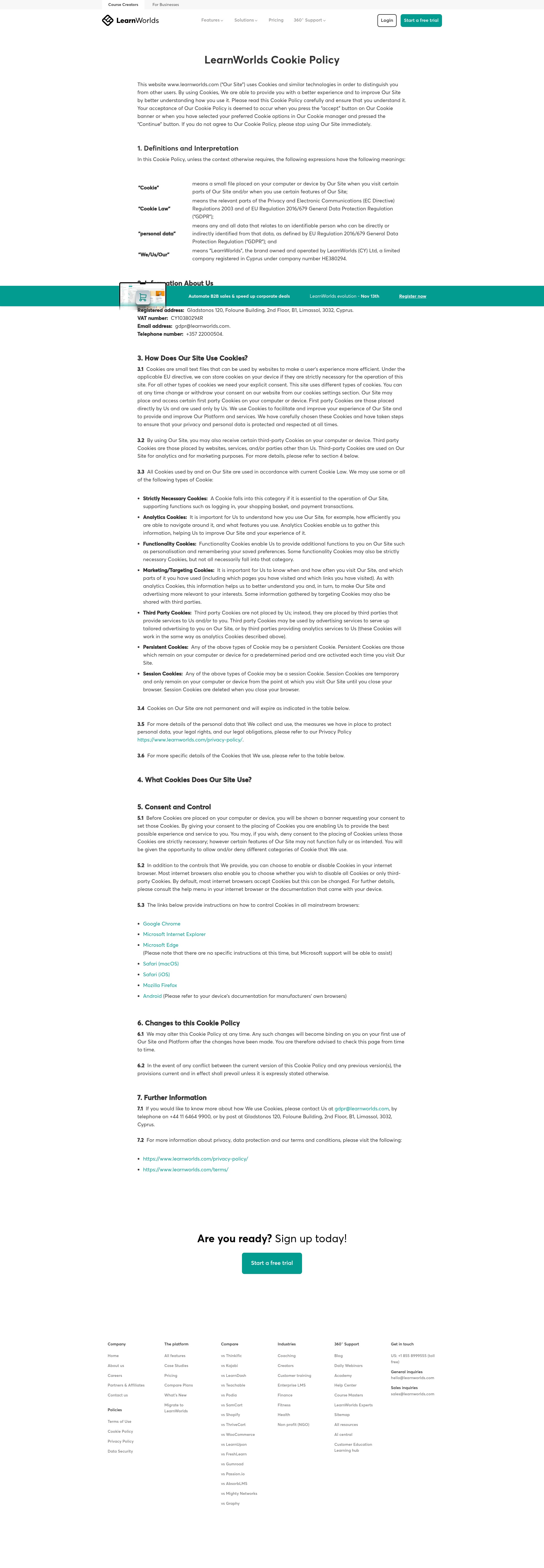 Screenshot of www.learnworlds.com
