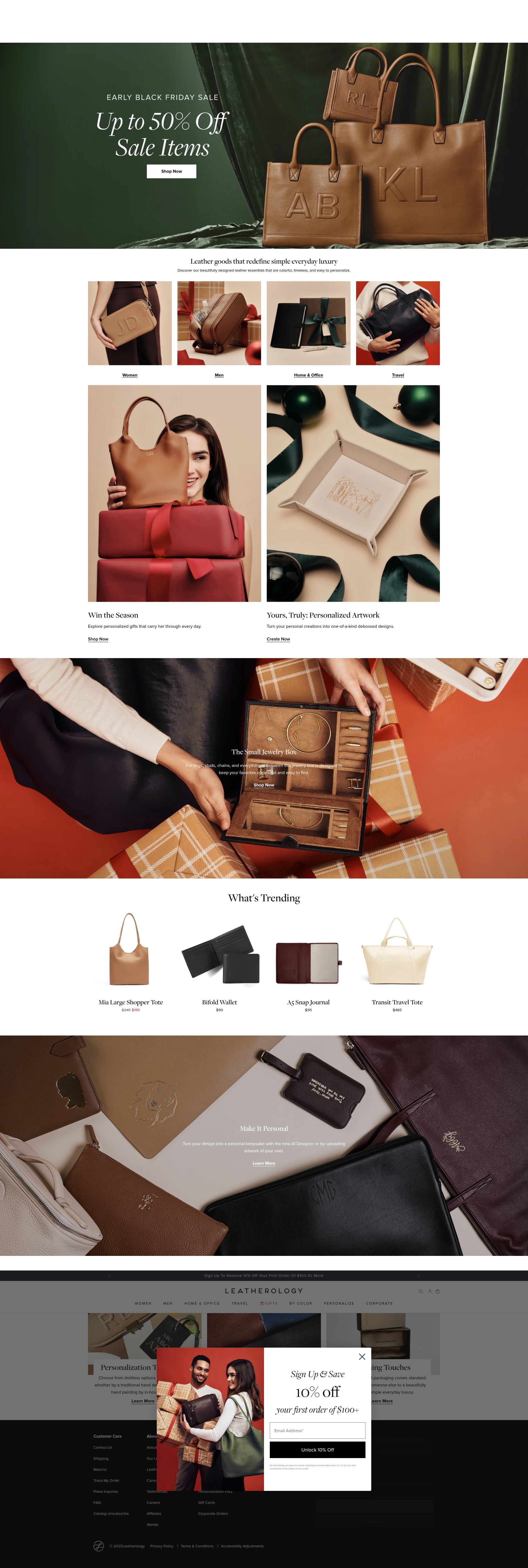 Screenshot of www.leatherology.com