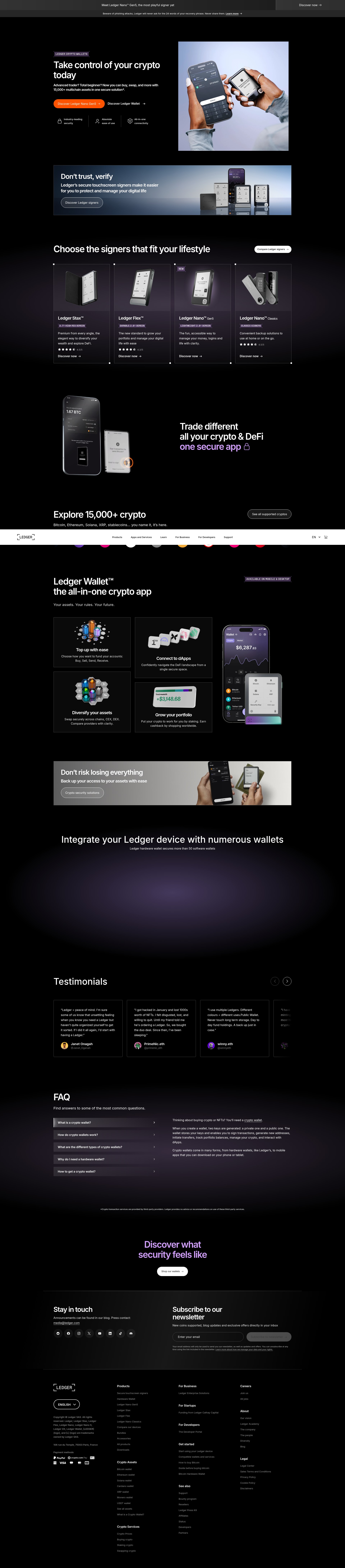 Screenshot of www.ledger.com