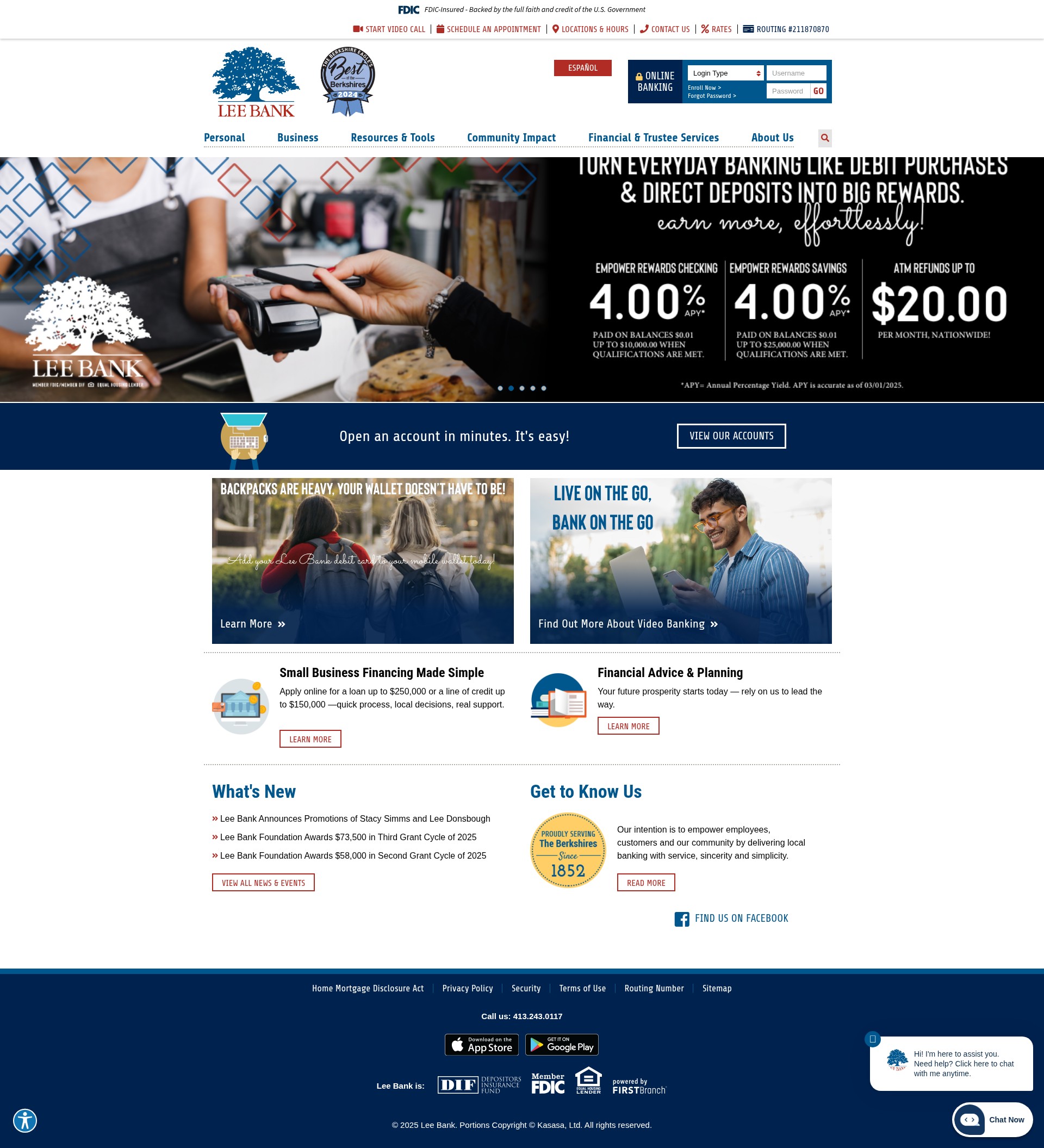 Screenshot of www.leebank.com