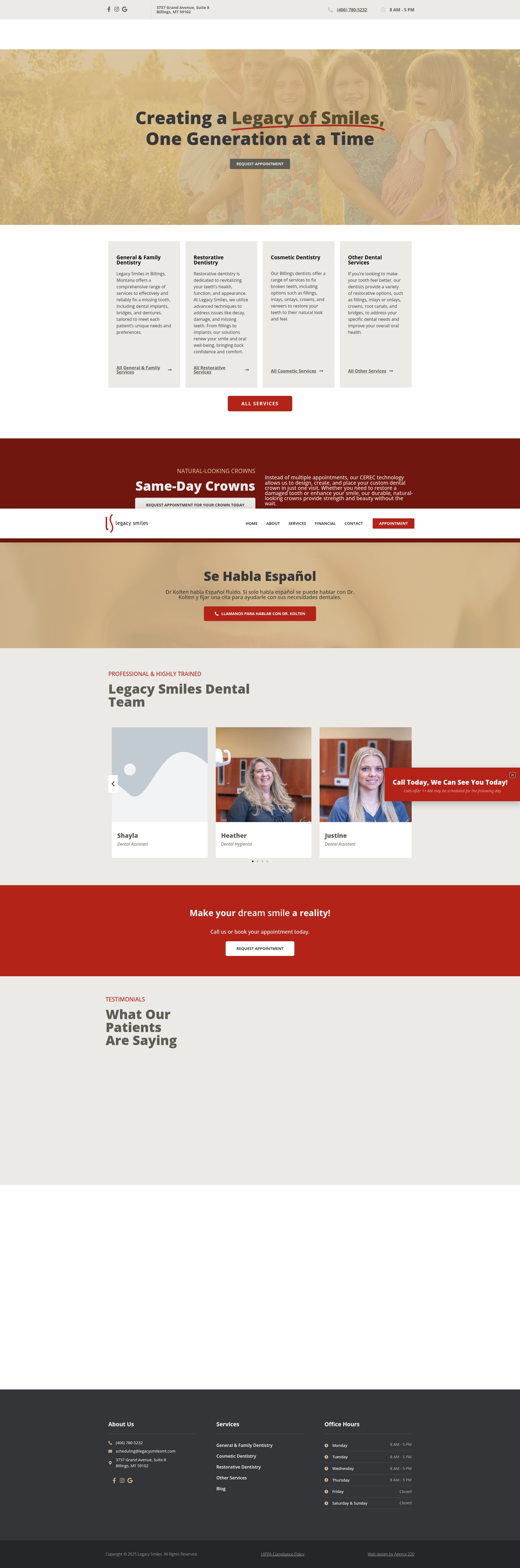 Screenshot of www.legacysmilesmt.com