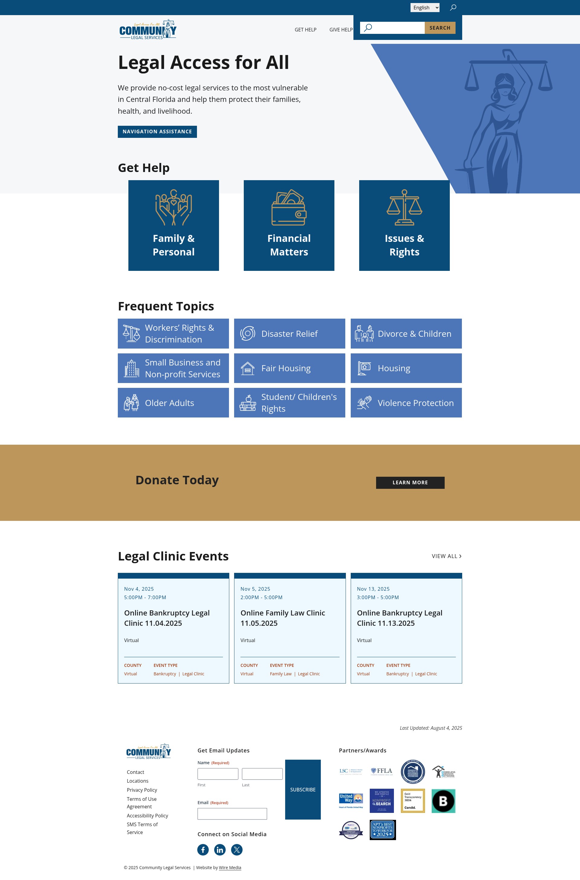 Screenshot of www.legalaccessforall.org