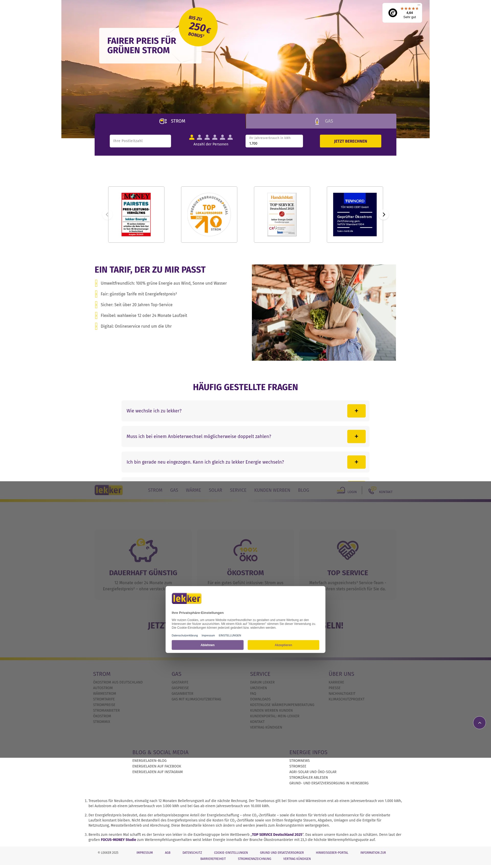 Screenshot of www.lekker.de