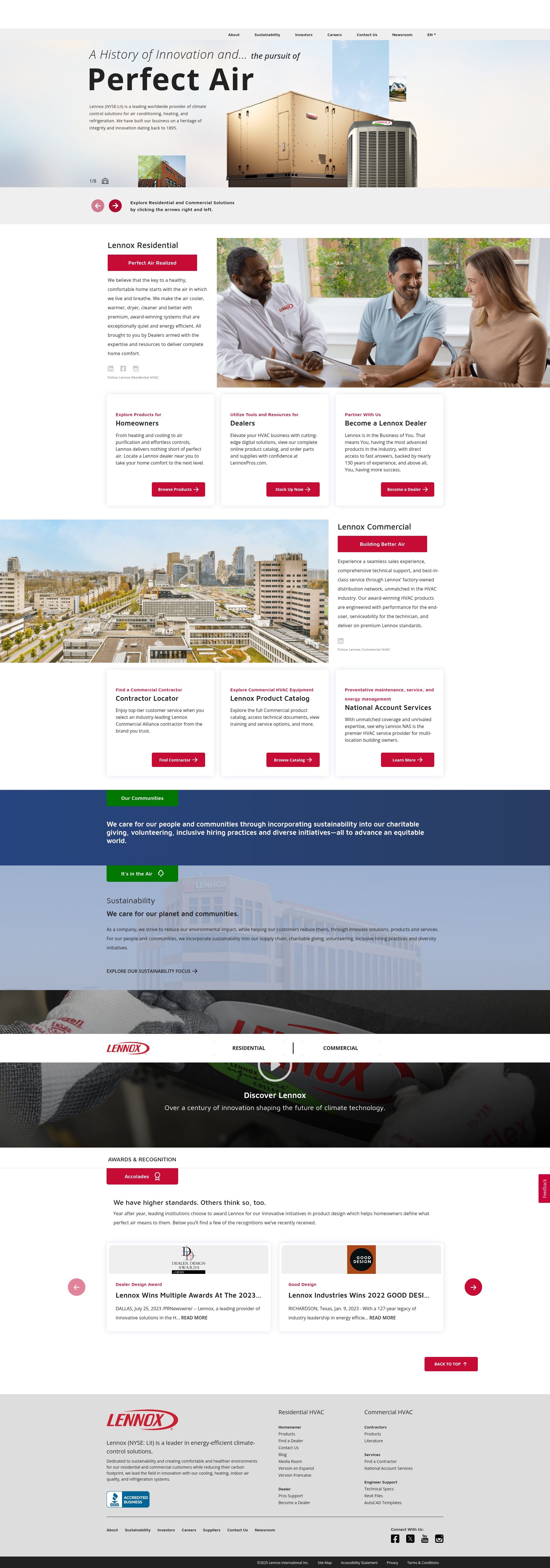 Screenshot of www.lennox.com