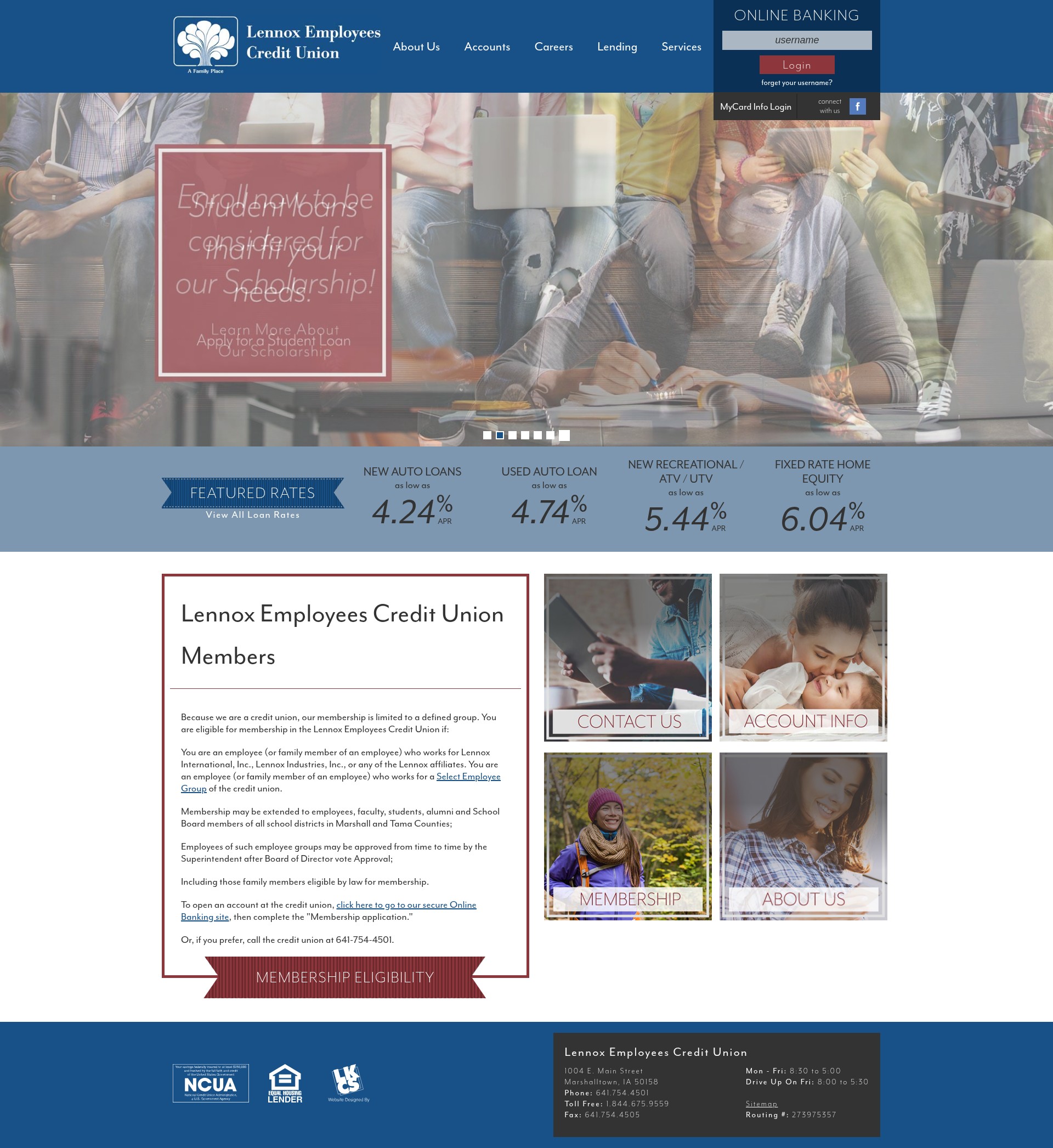 Screenshot of www.lennoxecu.com