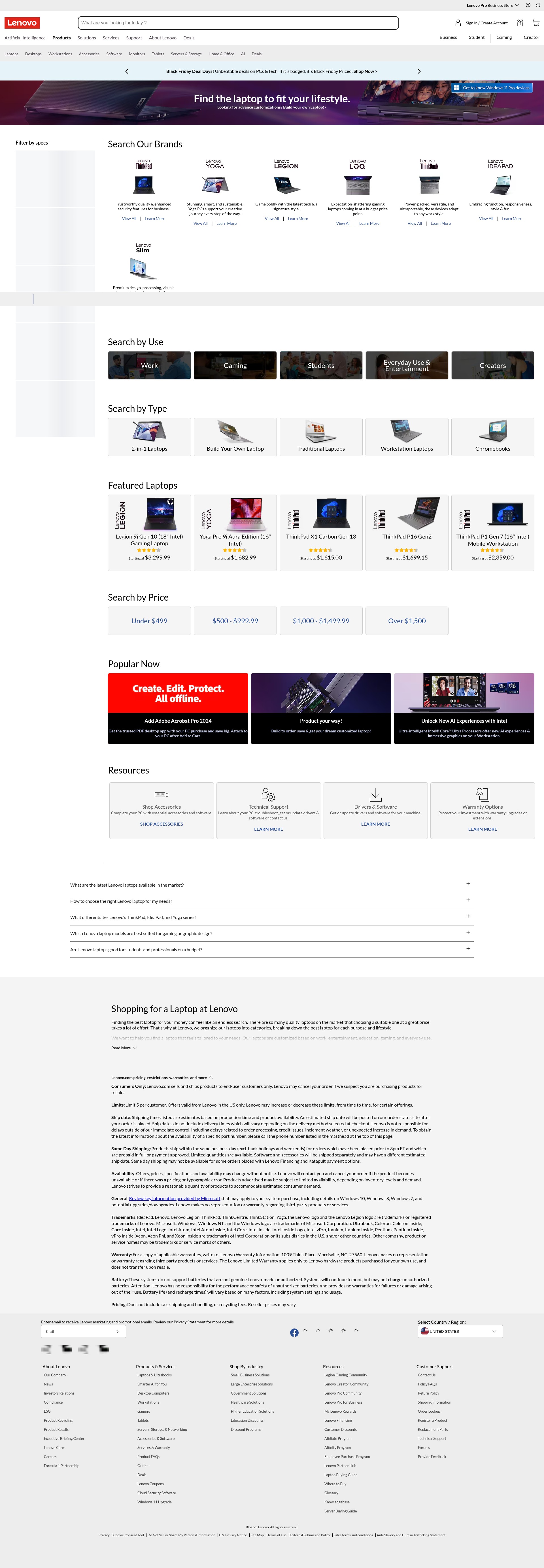 Screenshot of www.lenovo.com