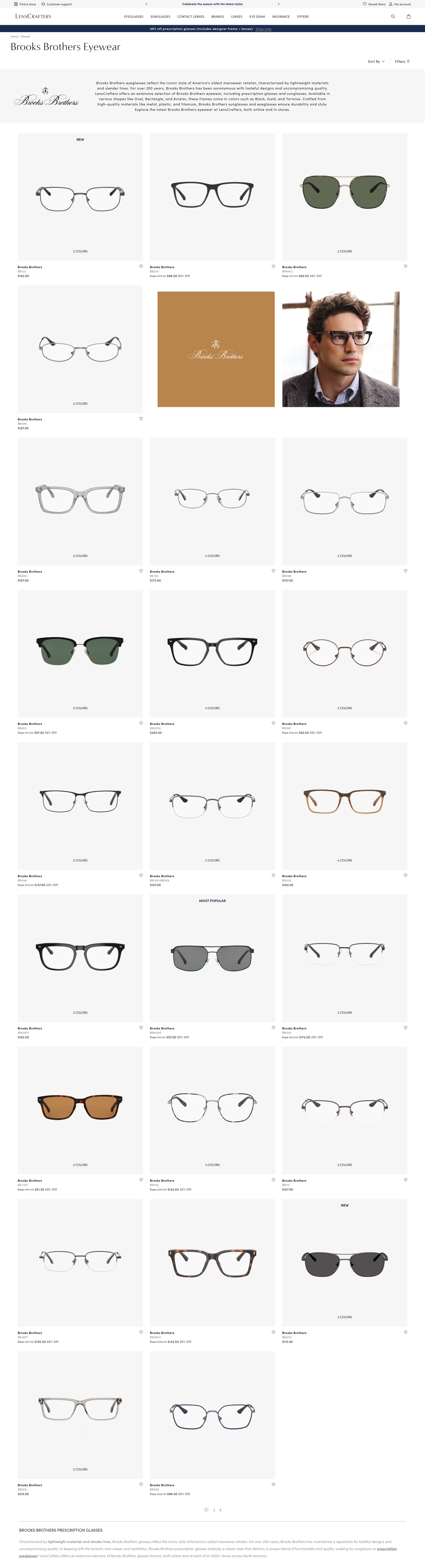 Screenshot of www.lenscrafters.com