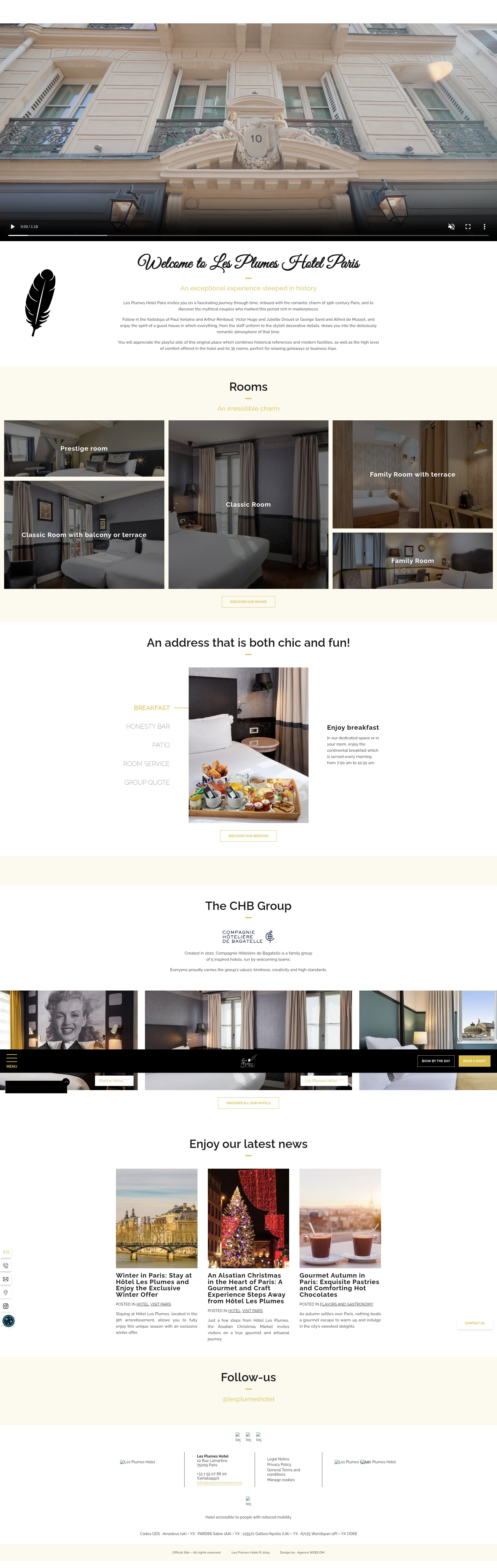 Screenshot of www.lesplumeshotel.com