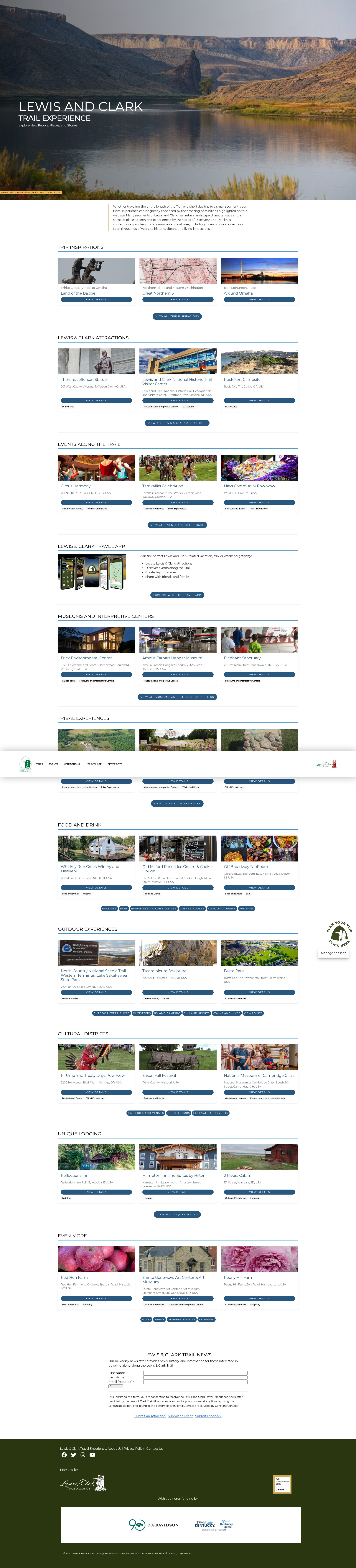 Screenshot of www.lewisandclark.travel