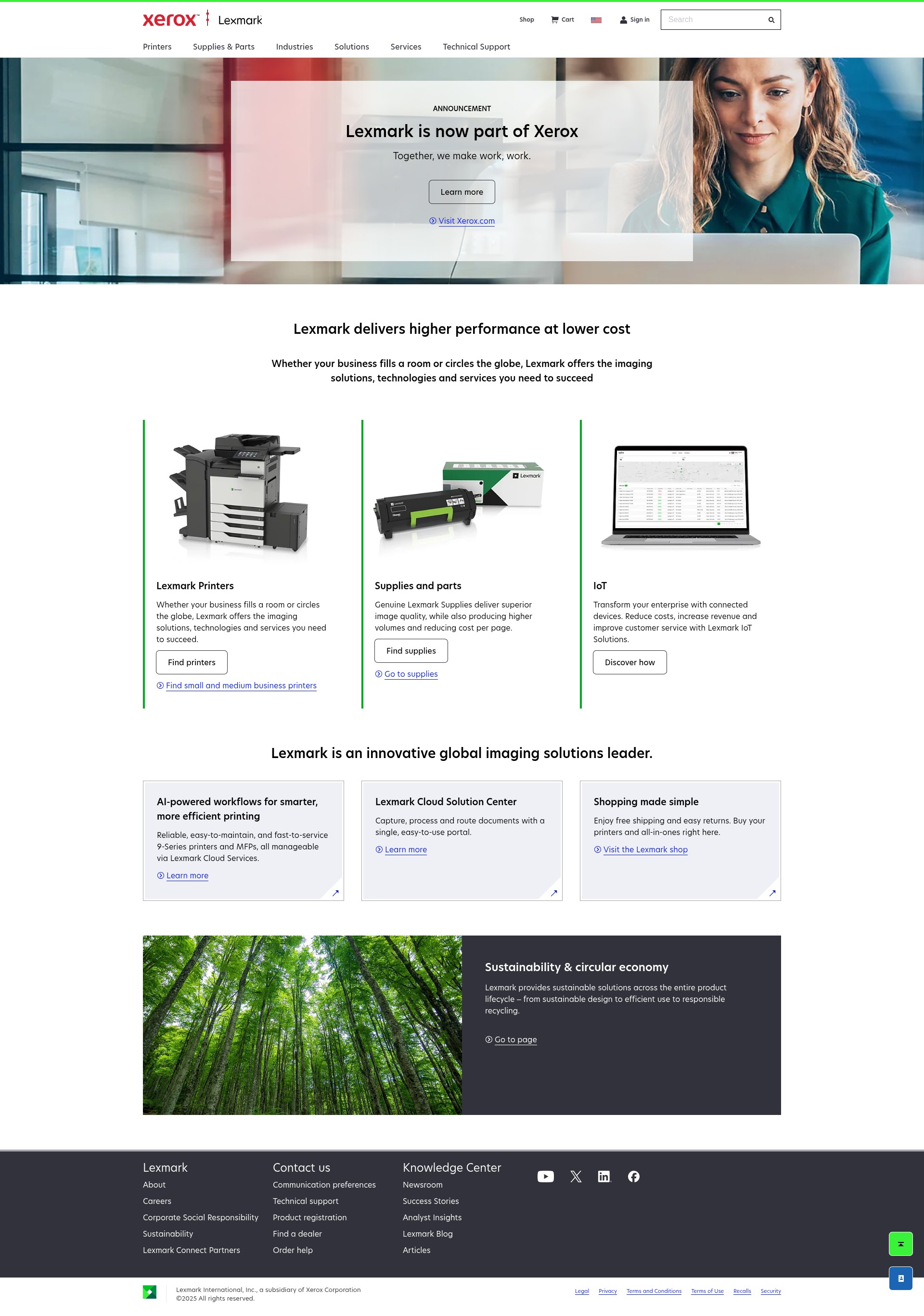 Screenshot of www.lexmark.com