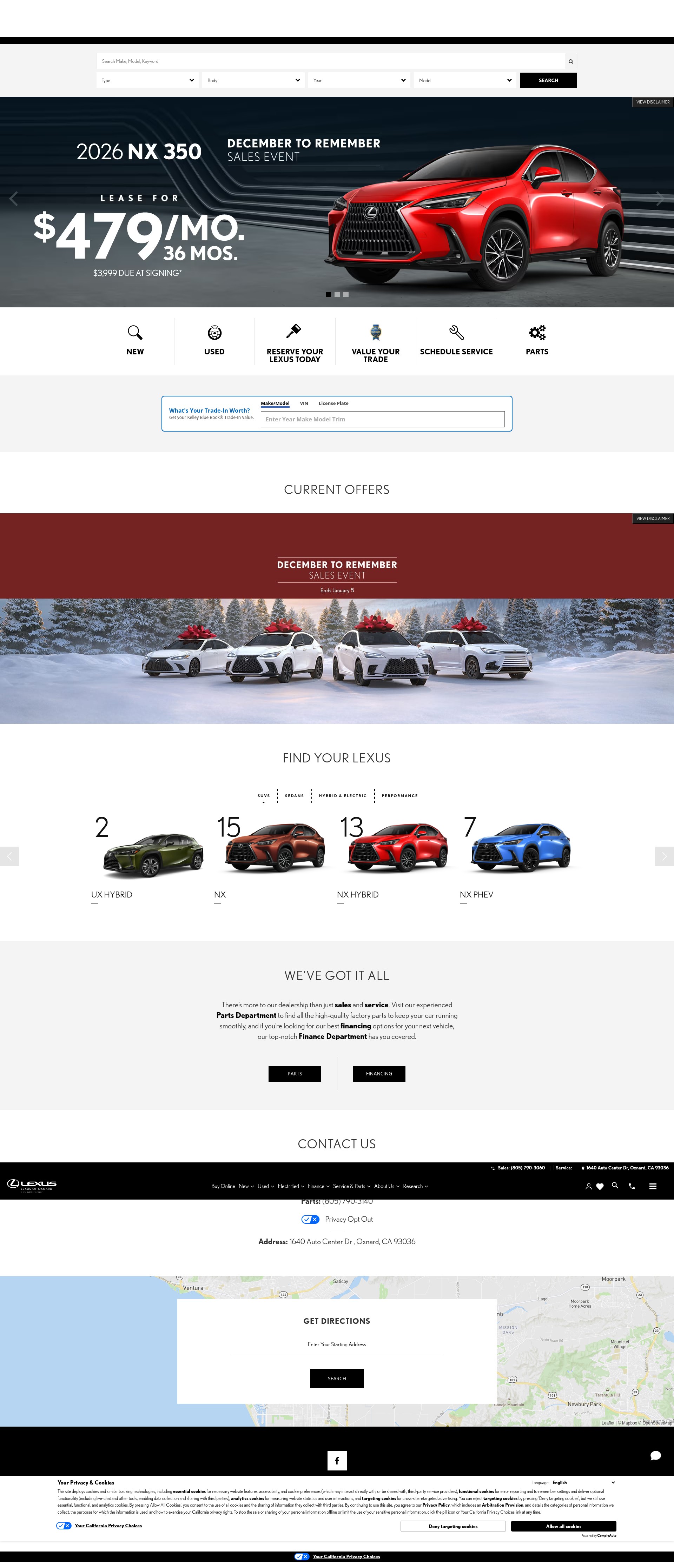 Screenshot of www.lexusofoxnard.com