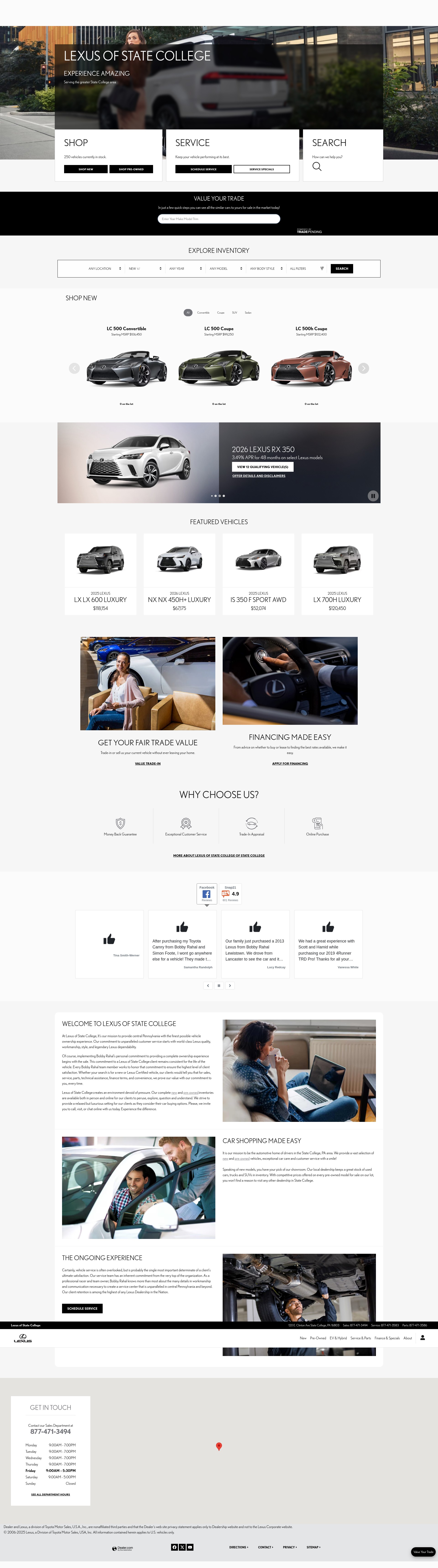 Screenshot of www.lexusofstatecollege.com